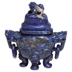 Vintage Fine Sodalite Burner and Cover, 20th Century
