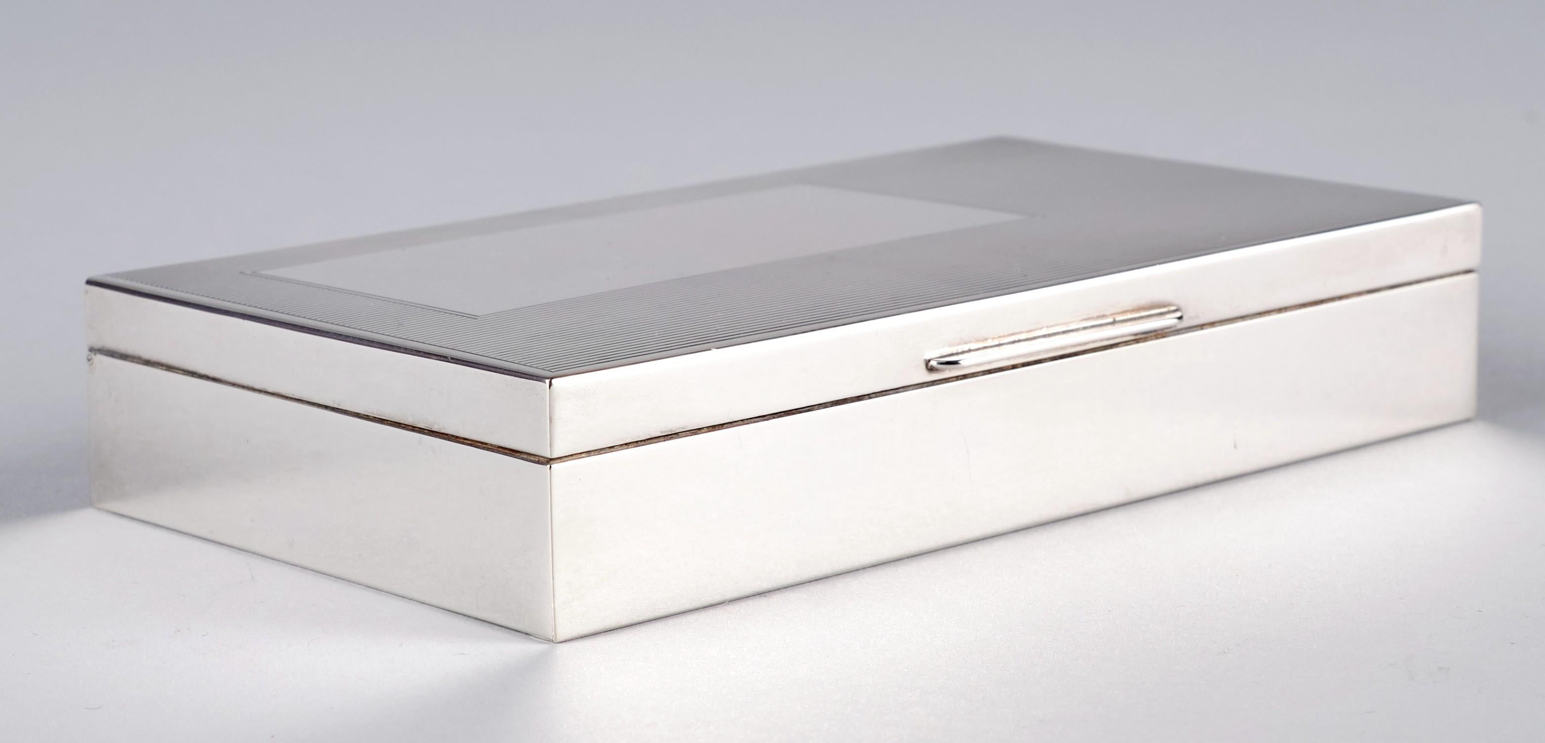 Art Deco A Fine Sterling Silver Table-Top Cigarette / Cigar Box by Birks, Dated 1963