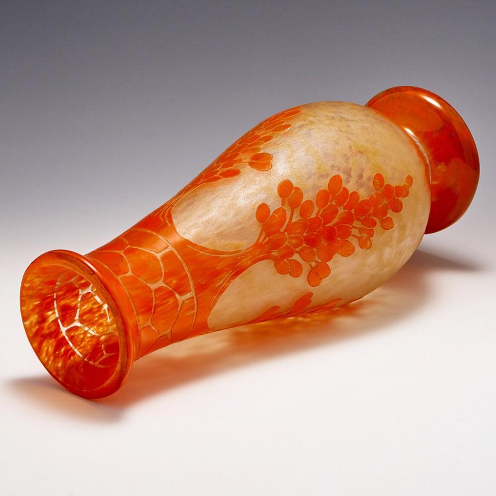 French Fine Tall Early Schneider Glass Vase, 1918-21 For Sale