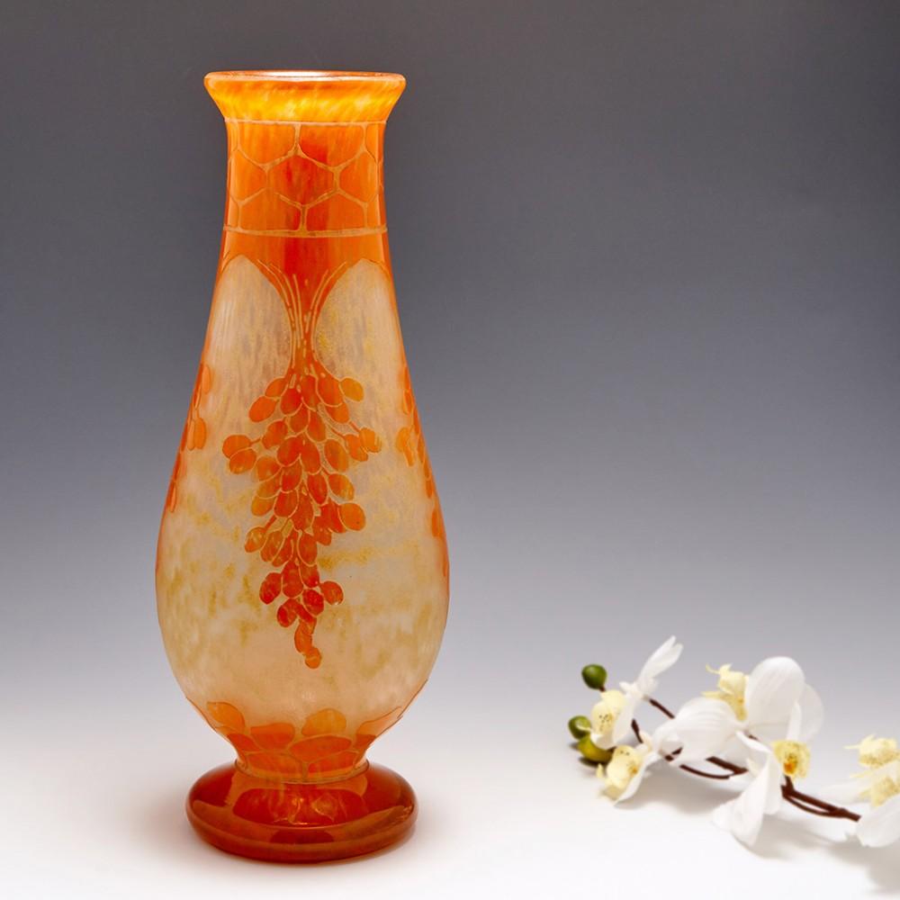 Fine Tall Early Schneider Glass Vase, 1918-21 For Sale 2