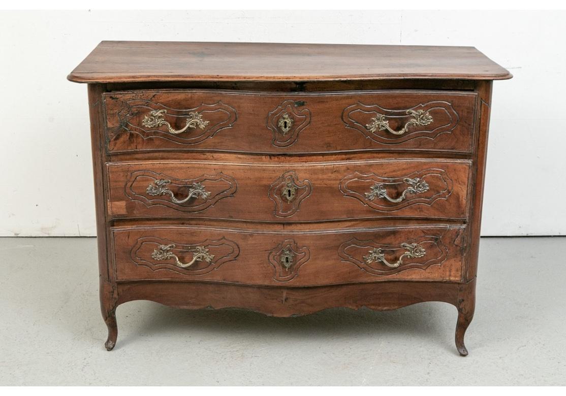 French Provincial Fine Traditional Antique Serpentine French Country Chest For Sale