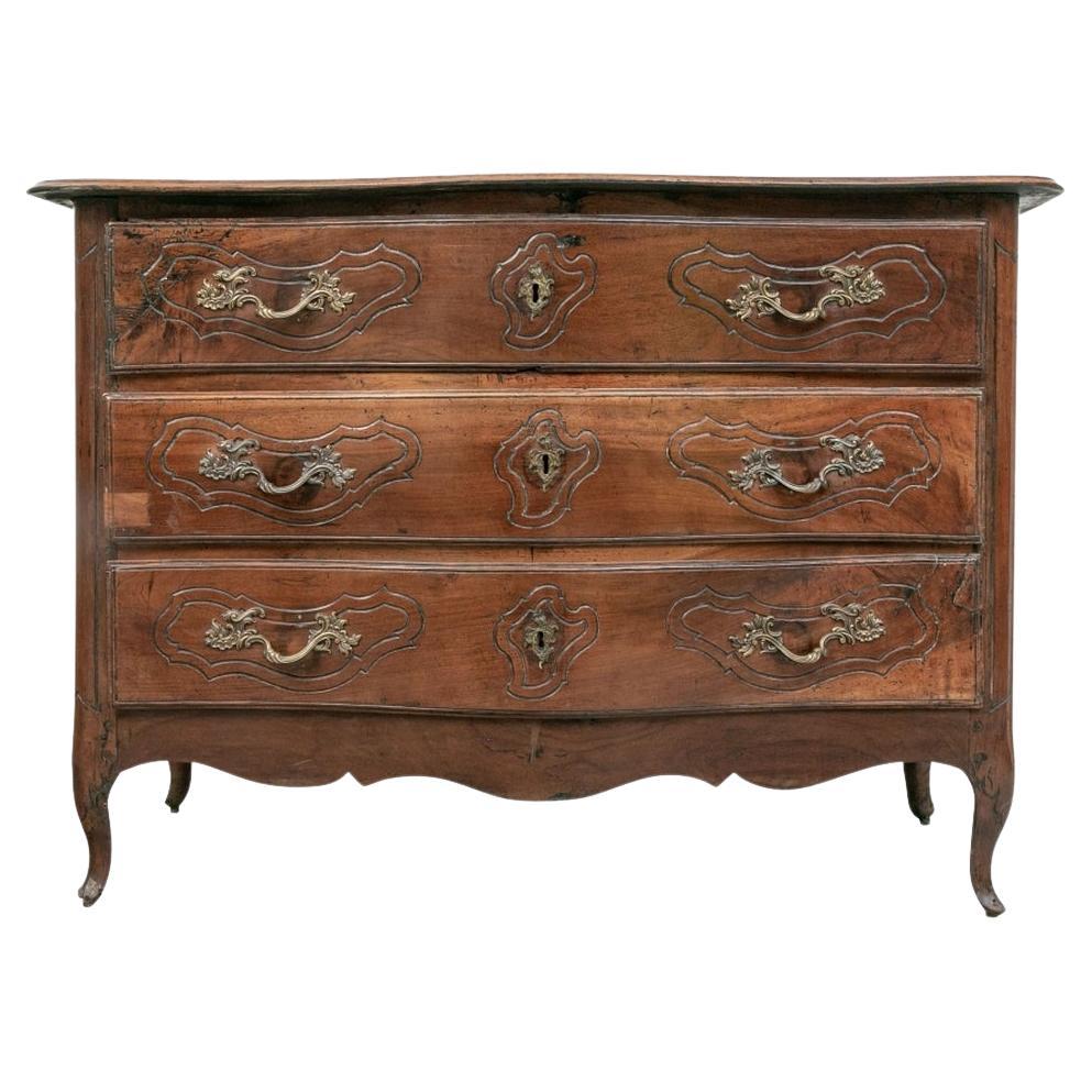 Fine Traditional Antique Serpentine French Country Chest For Sale