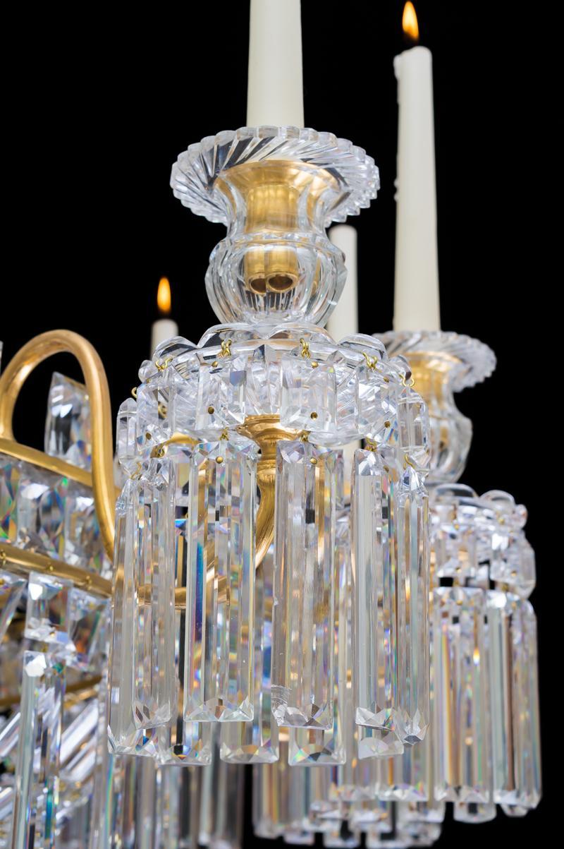 Cut Glass Fine Twelve Light Regency Chandelier Attributed to Hancock & Rixon For Sale