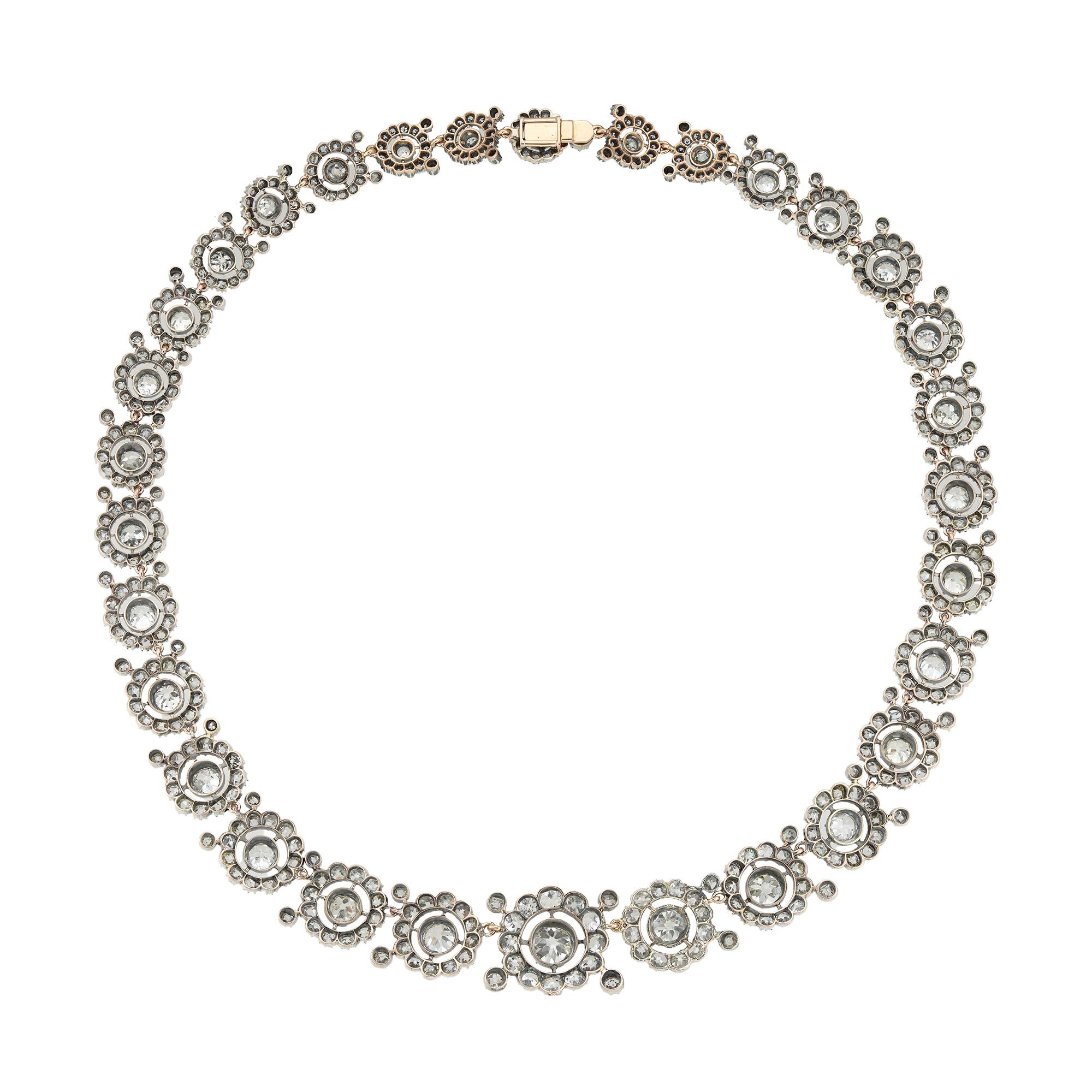 Un fino collar victoriano de diamantes en racimo Victoriano en venta
