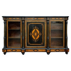 Used A Fine Victorian Ebonized Inlaid Credenza