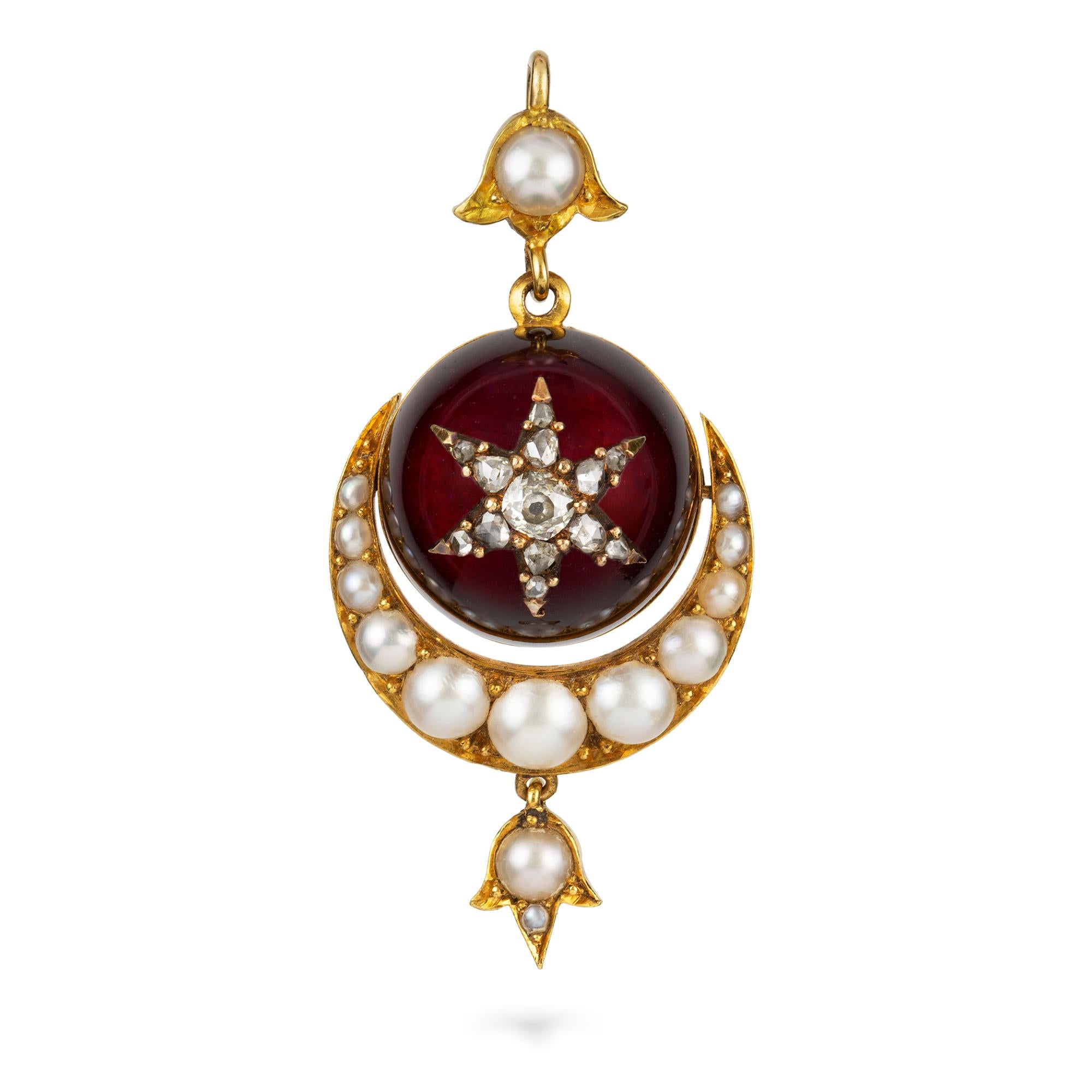 Vittoriano Raffinata semi-parure vittoriana con granato, perle e diamanti in vendita