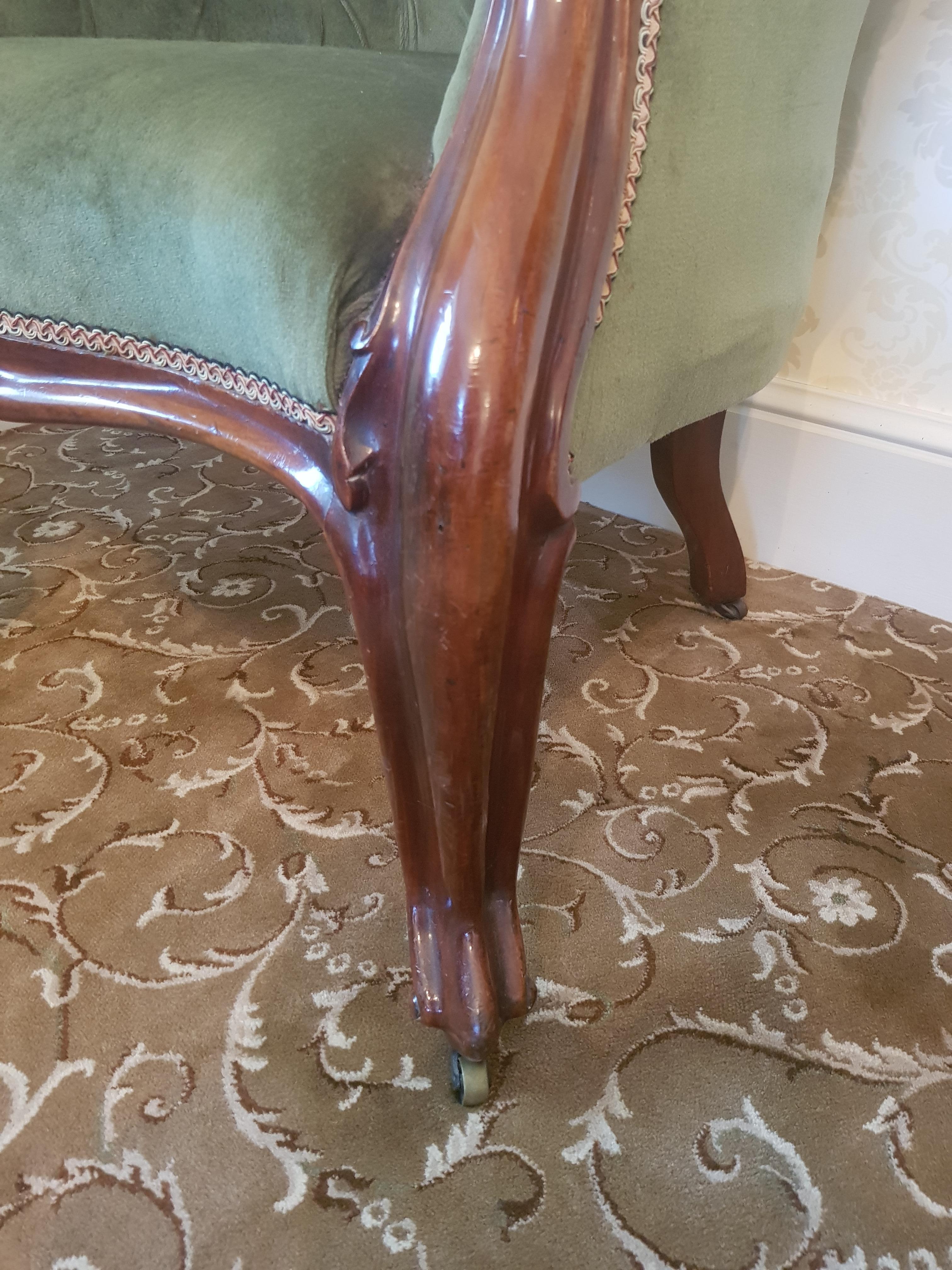 British Fine Victorian Mahogany Gentlemans Arm Chair with Accompanying Foot Rest For Sale