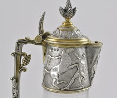 A Fine Victorian Parcel-Gilt Silver Mounted Acid-Etched Glass Claret Jug