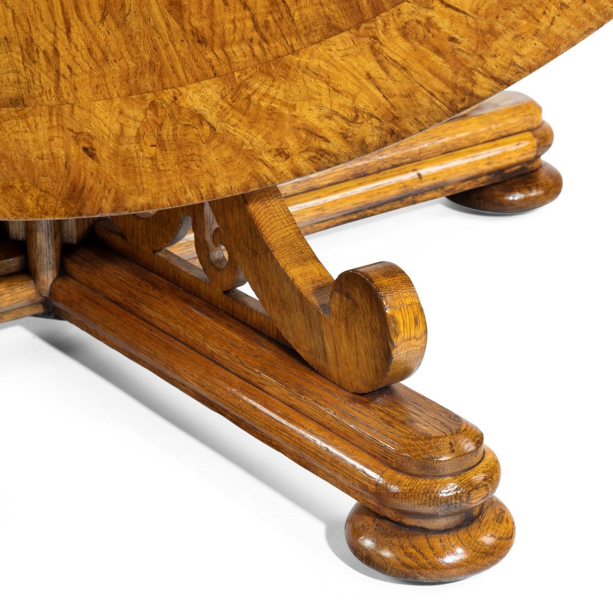 19th Century A fine Victorian pollard oak centre table, in the manner of Bridgens