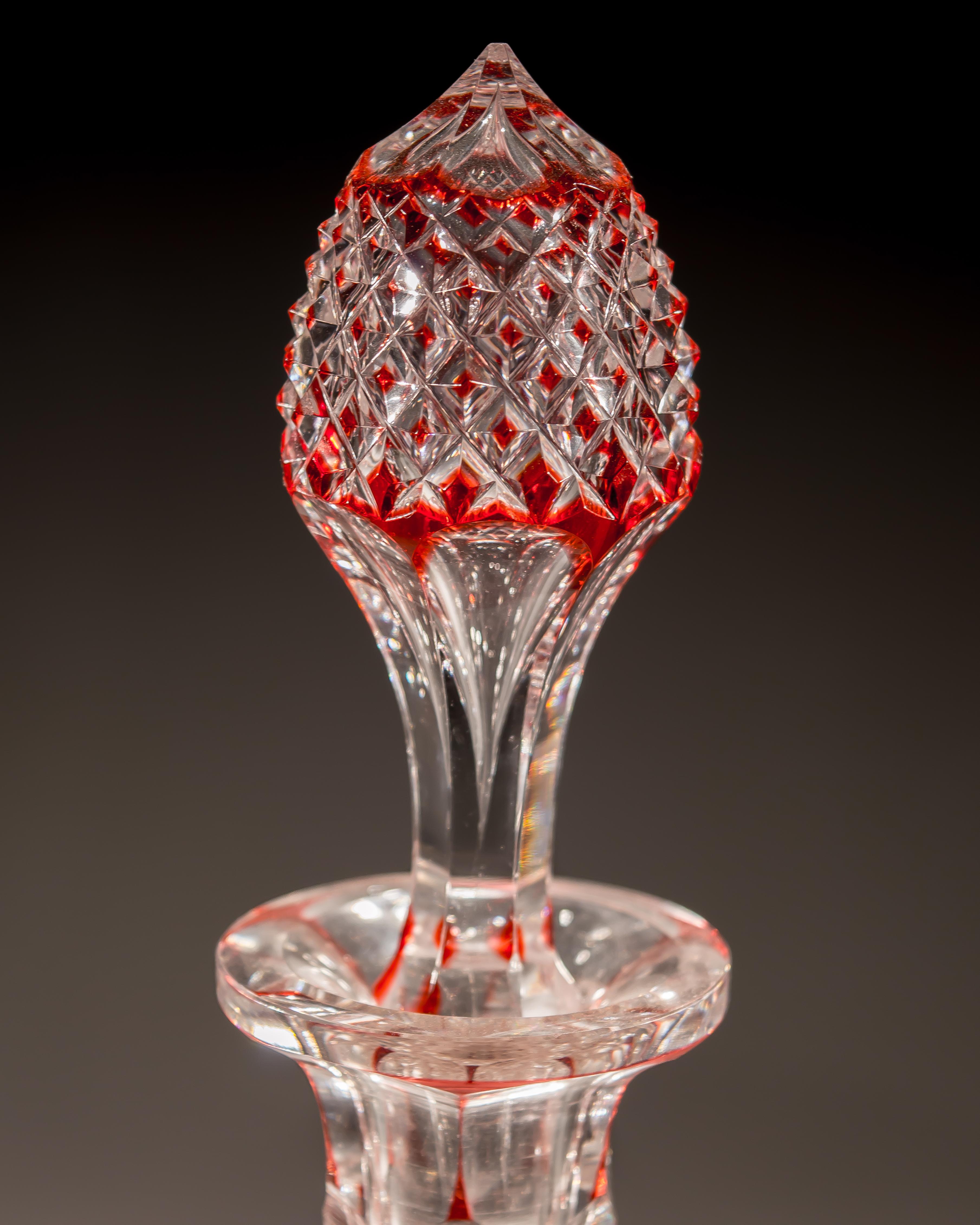 British Fine Victorian Red Overlay Cut Glass Suite For Sale