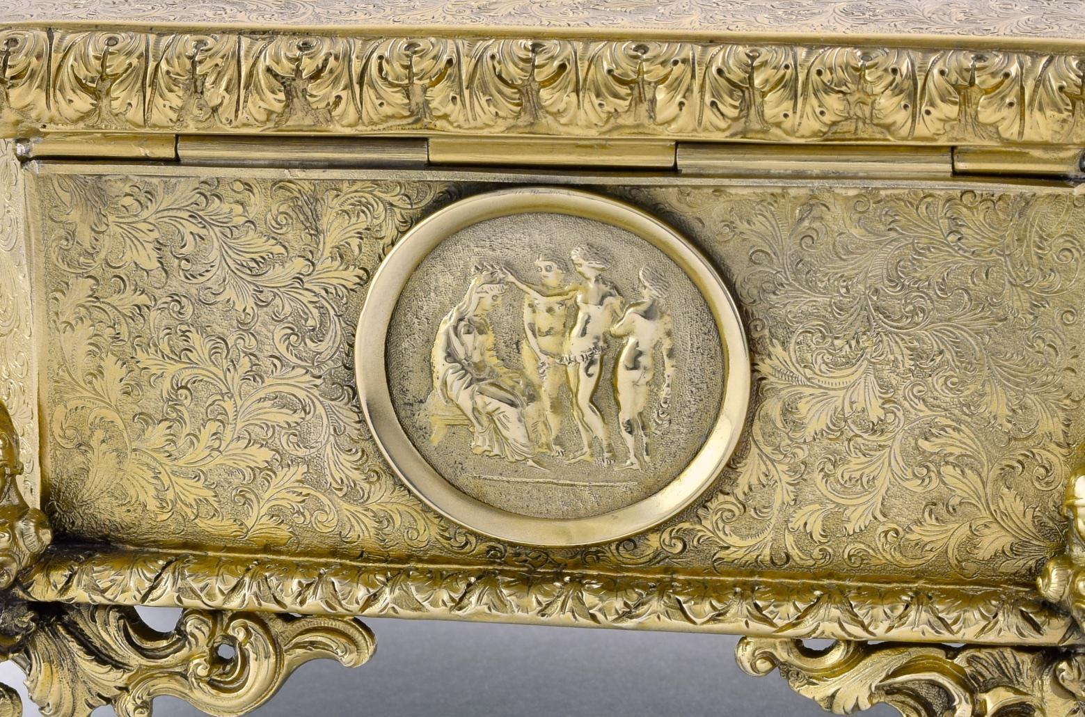 A Fine Victorian Silver-Gilt And Malachite Jewellery Casket For Sale 2