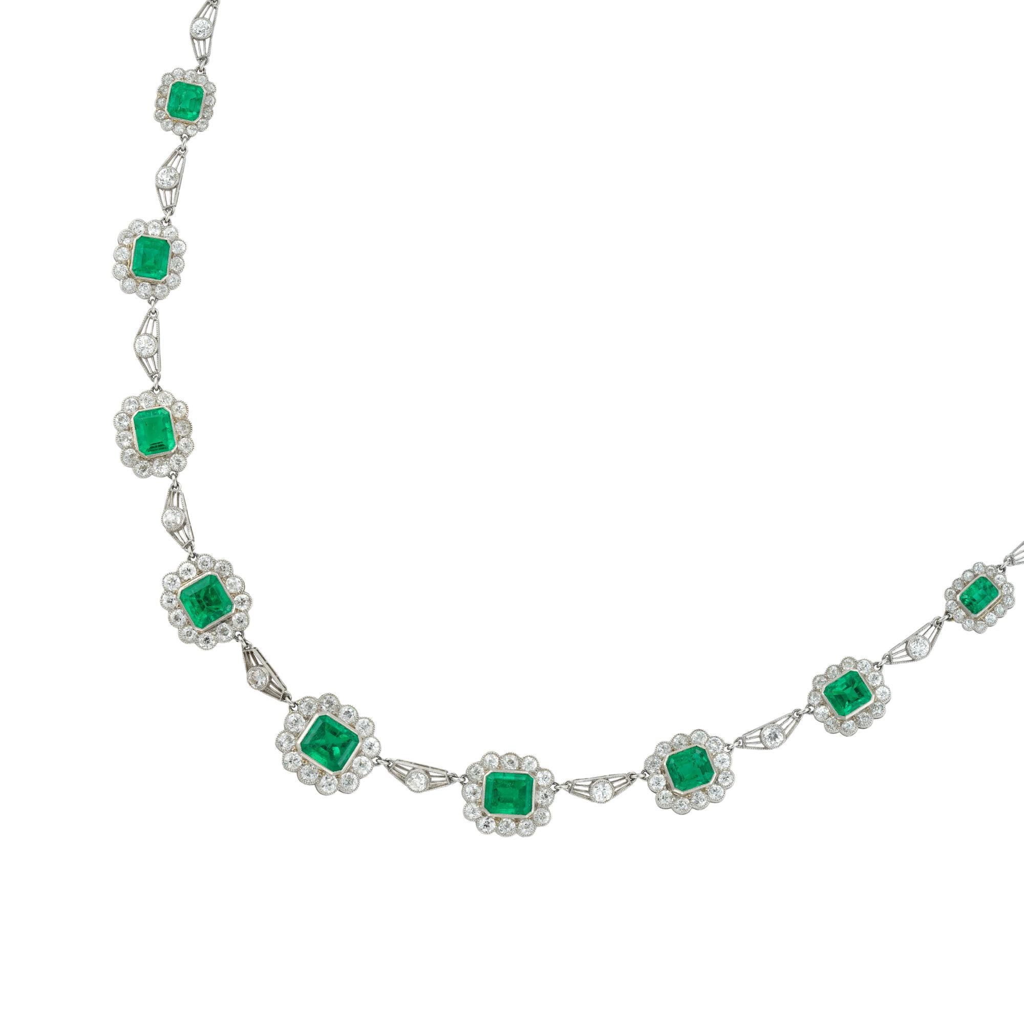 Halskette mit Smaragd und Diamant im Vintage-Stil im Zustand „Gut“ im Angebot in London, GB