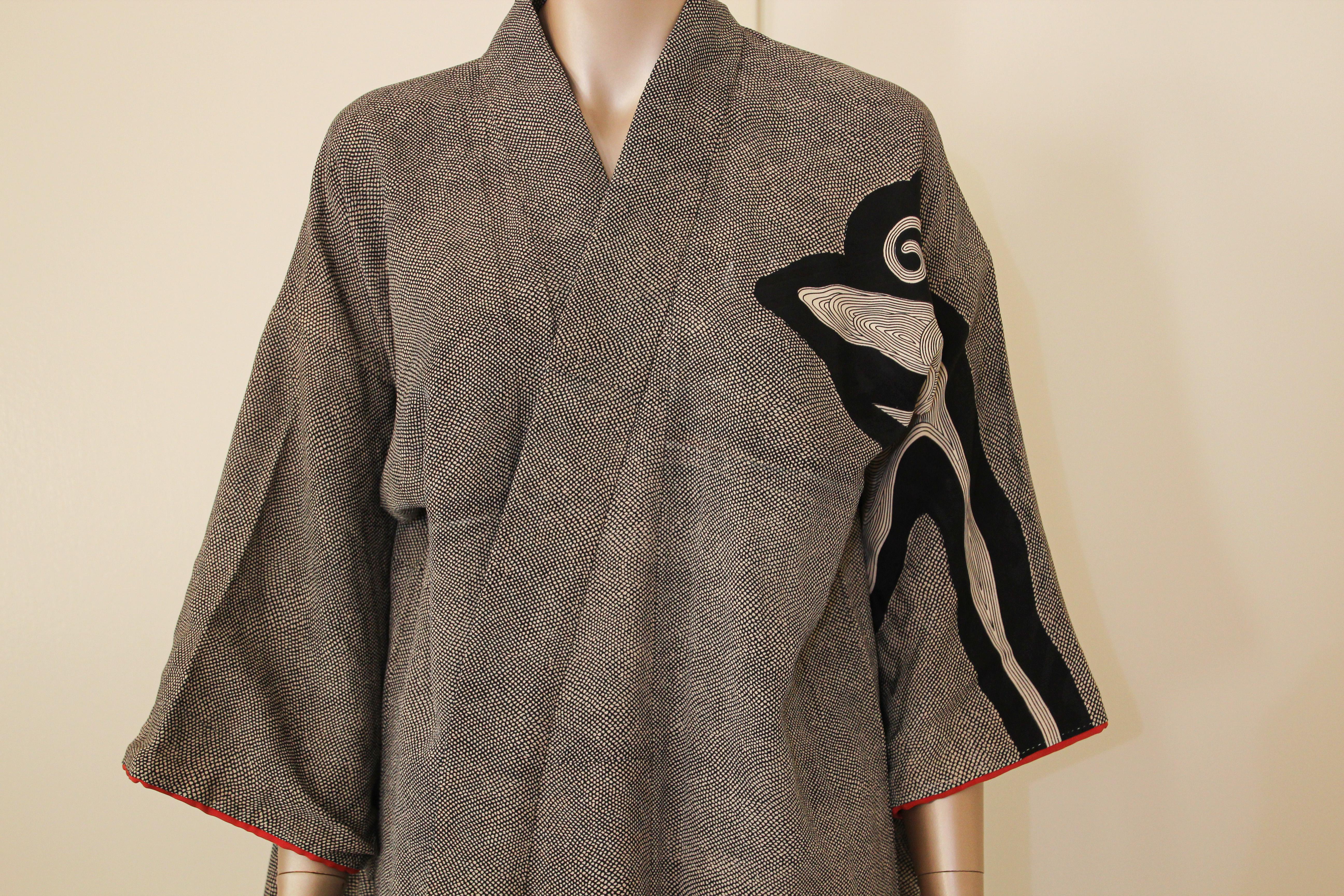 Hand-Crafted Fine Vintage Japanese Kuro Tomesode Kimono