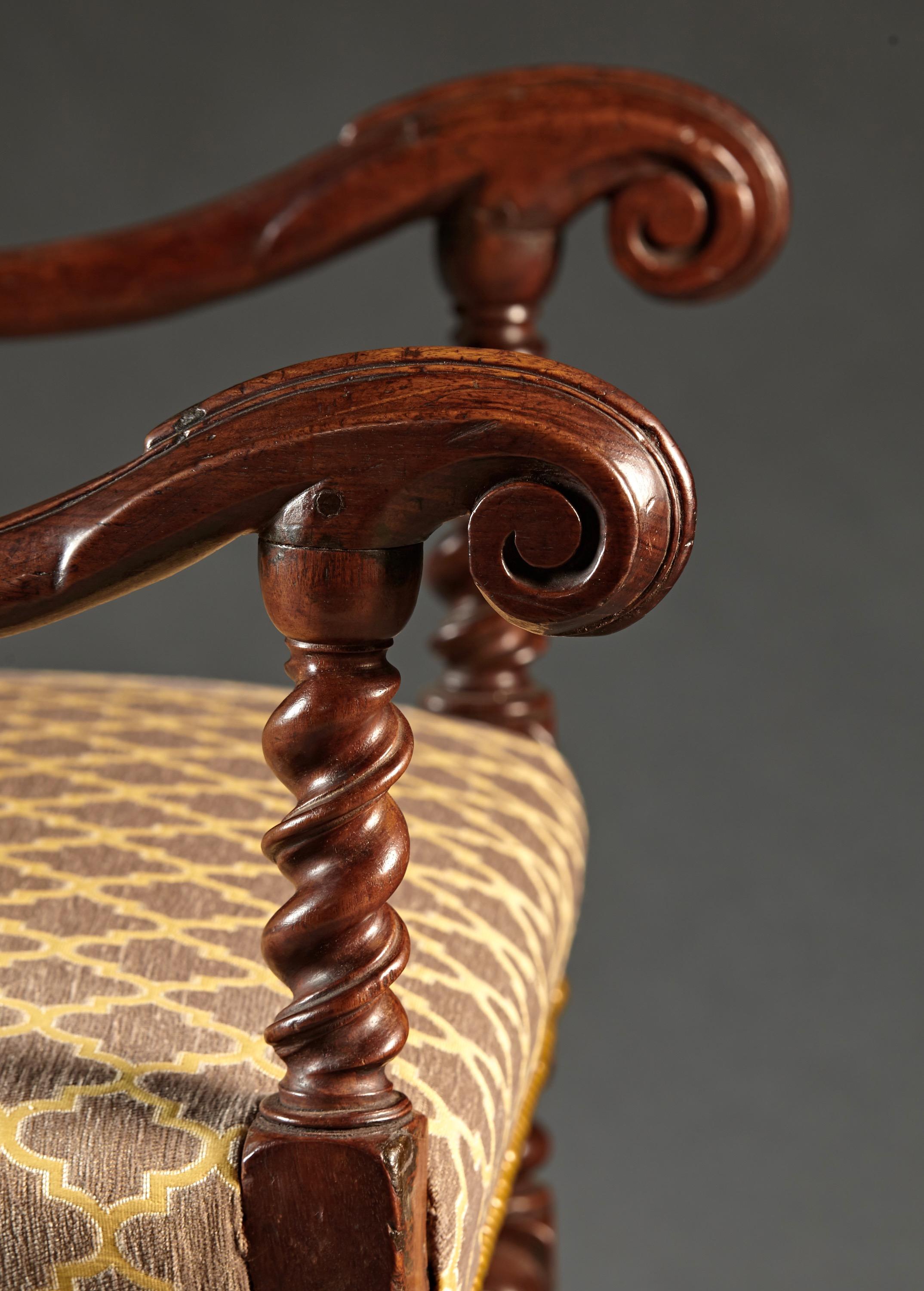 Fine Walnut 18th Century French Carved Walnut Louis XIII Period Armchair For Sale 2