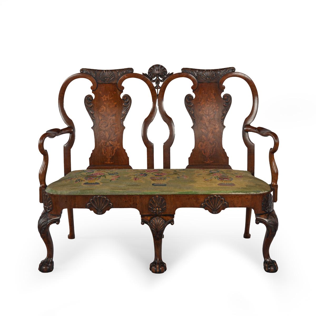 A Fine Walnut and Marquetry Chair Back Settee in the Anglo-Dutch Manner ...