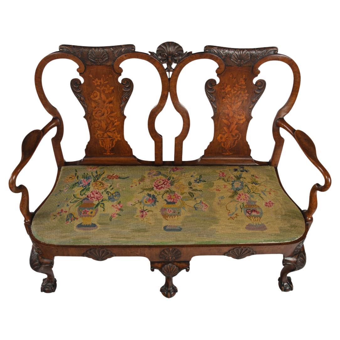 A Fine Walnut and Marquetry Chair Back Settee in the Anglo-Dutch Manner