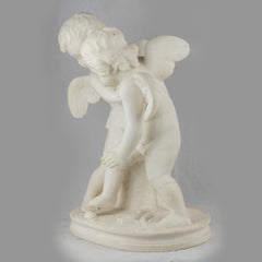 White Marble Sculpture Statue of Two Cherubs
