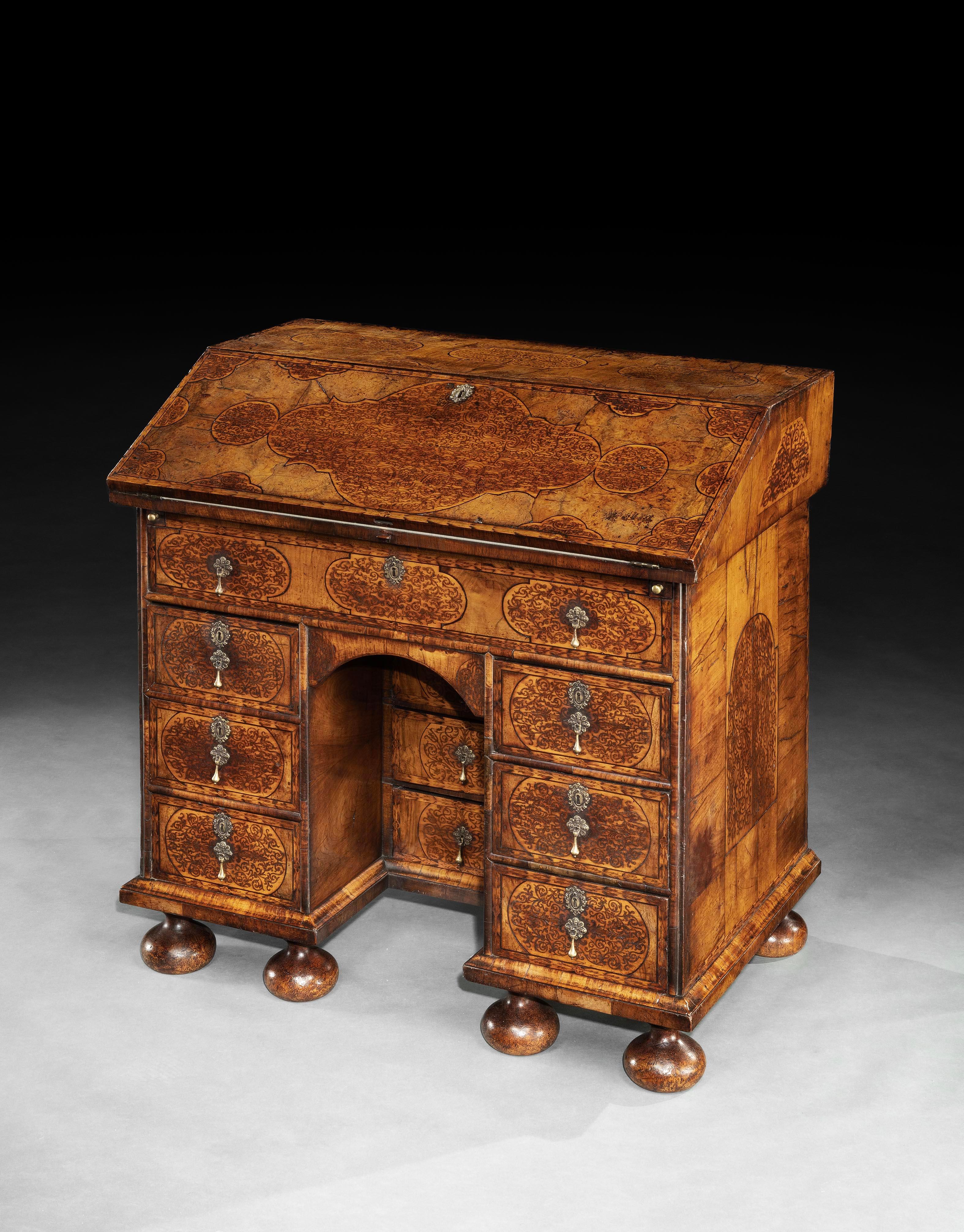 William and Mary A Fine William And Mary Period Seaweed Marquetry Bureau.