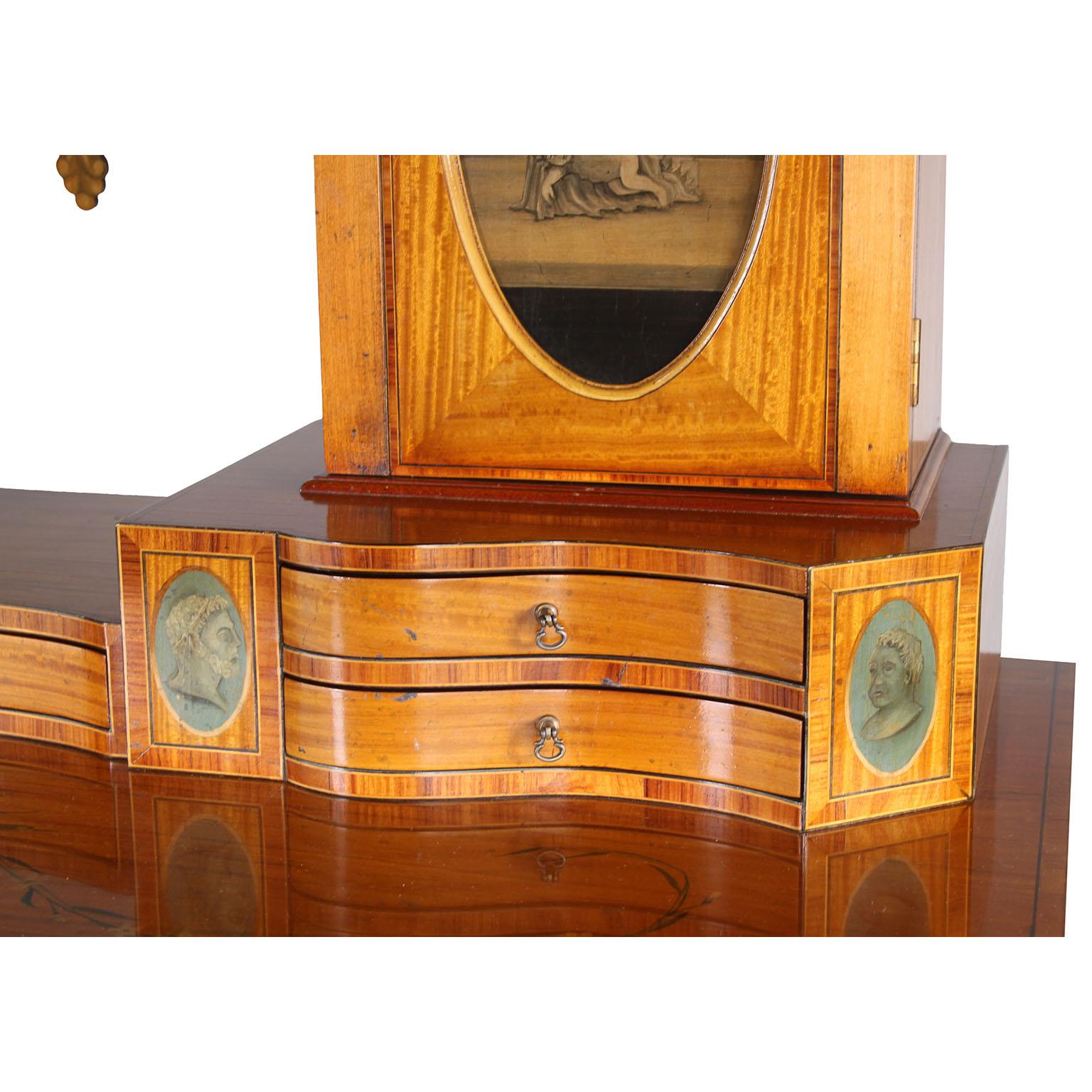 Table de toilette anglaise en bois de citronnier peint en polychrome de style Adam du 19ème siècle en vente 1