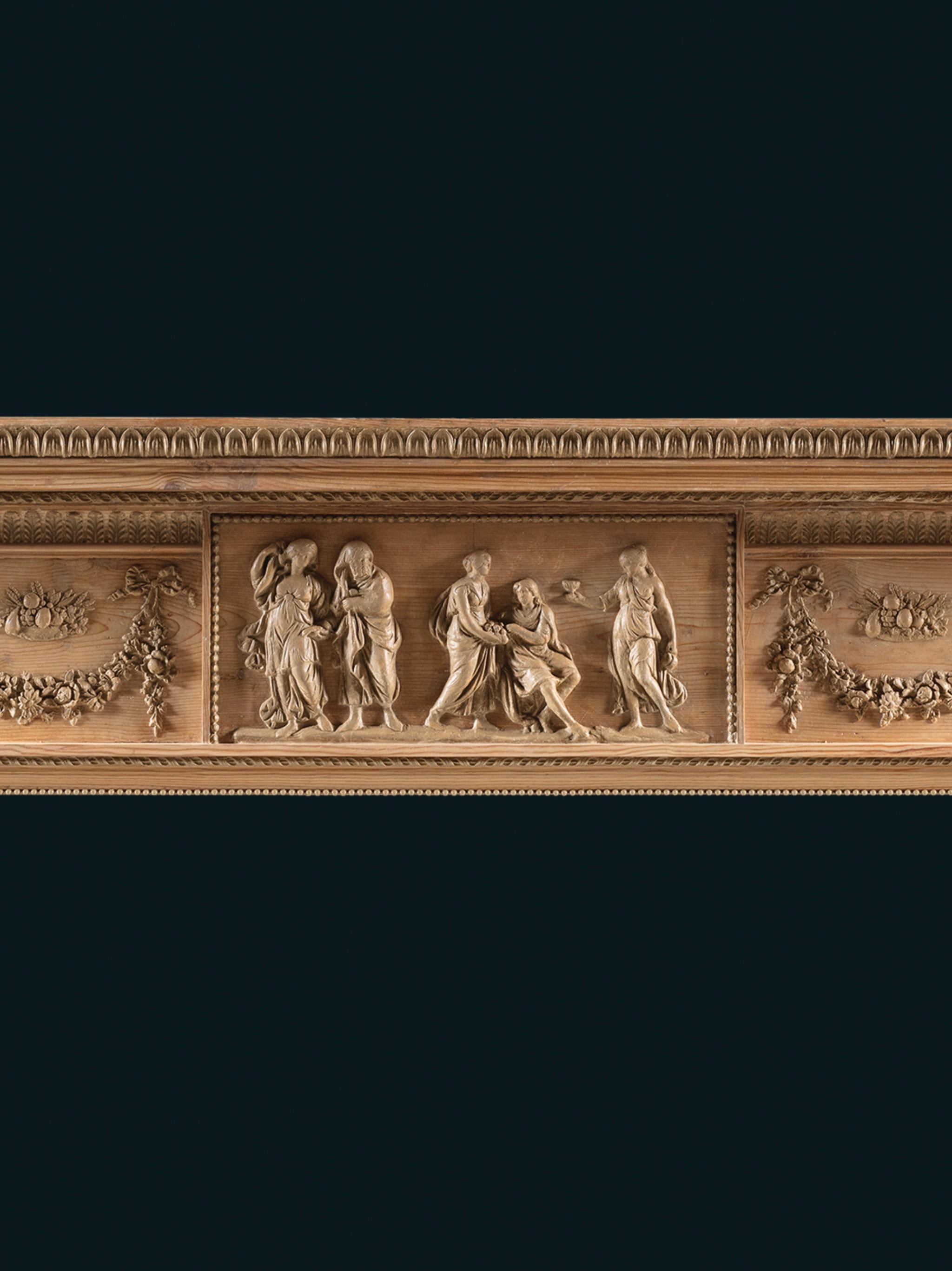 George III Cheminée néoclassique des années 1780 finement sculptée en pin et gesso en vente