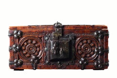 A Finely Carved and Metal Mounted Casket ‘Minnekästchen’ with original lock plat
