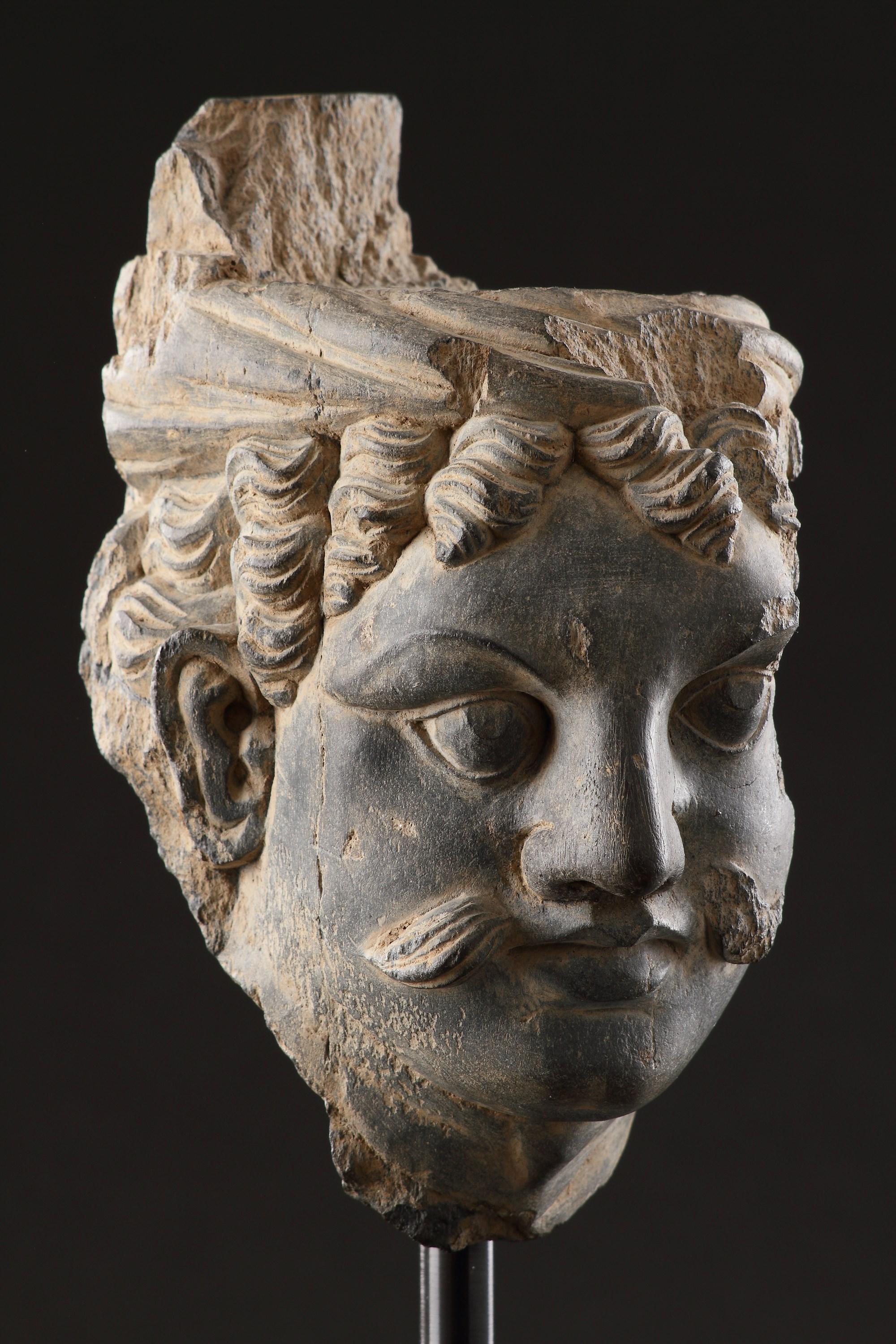 Indian A Finely Carved Gandhara Head of ‘Atlas’ For Sale