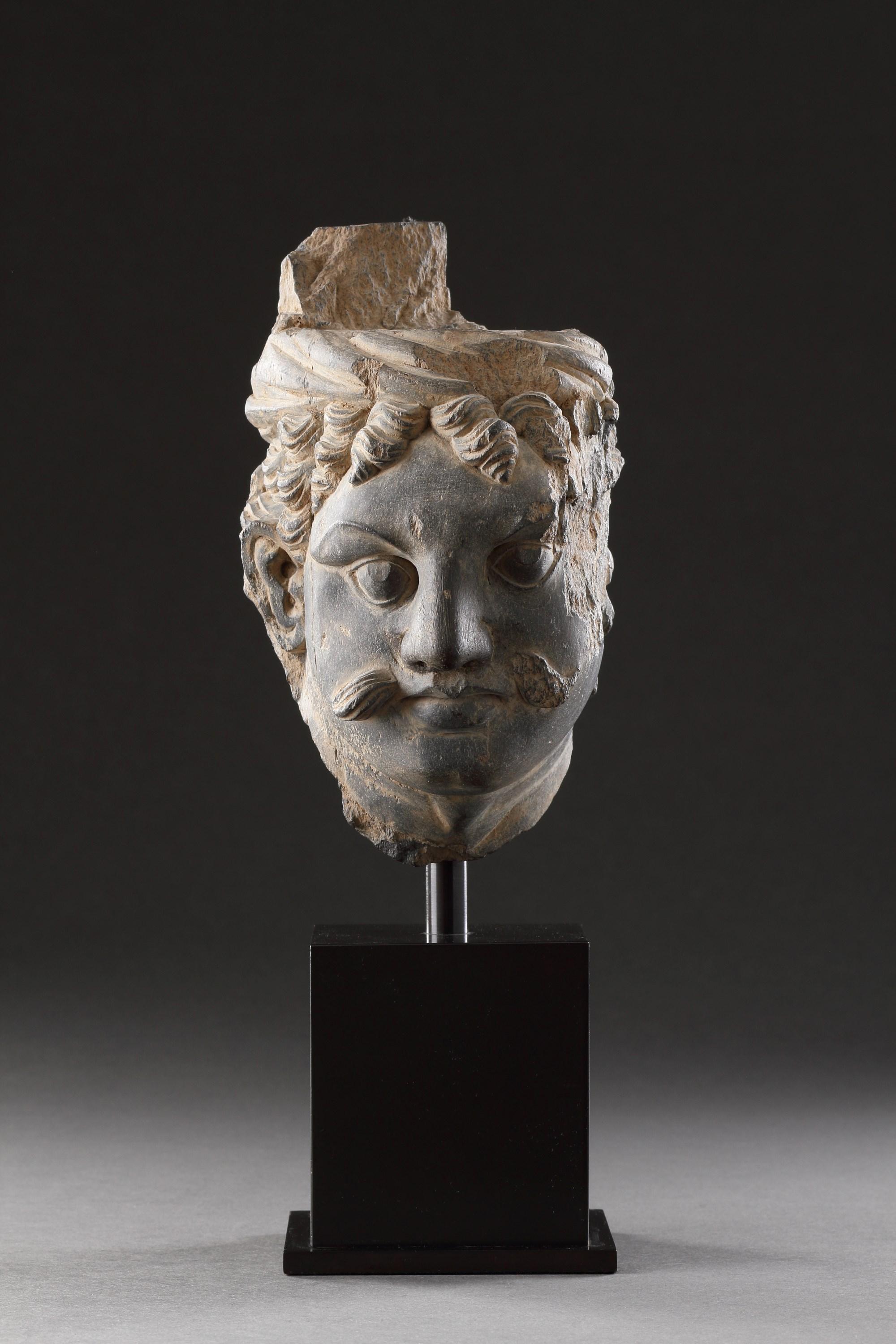 18th Century and Earlier A Finely Carved Gandhara Head of ‘Atlas’ For Sale