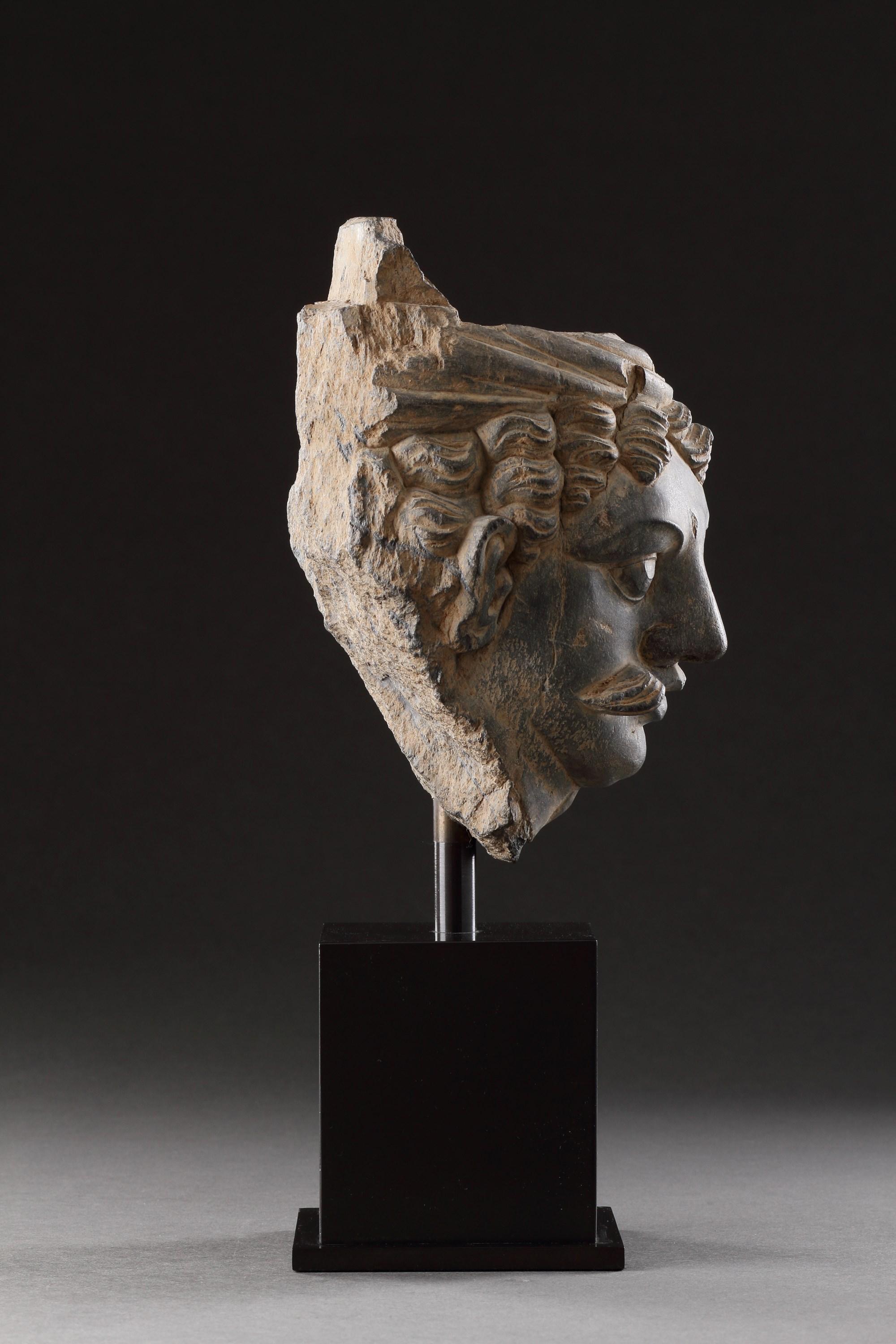 A Finely Carved Gandhara Head of ‘Atlas’ For Sale 2