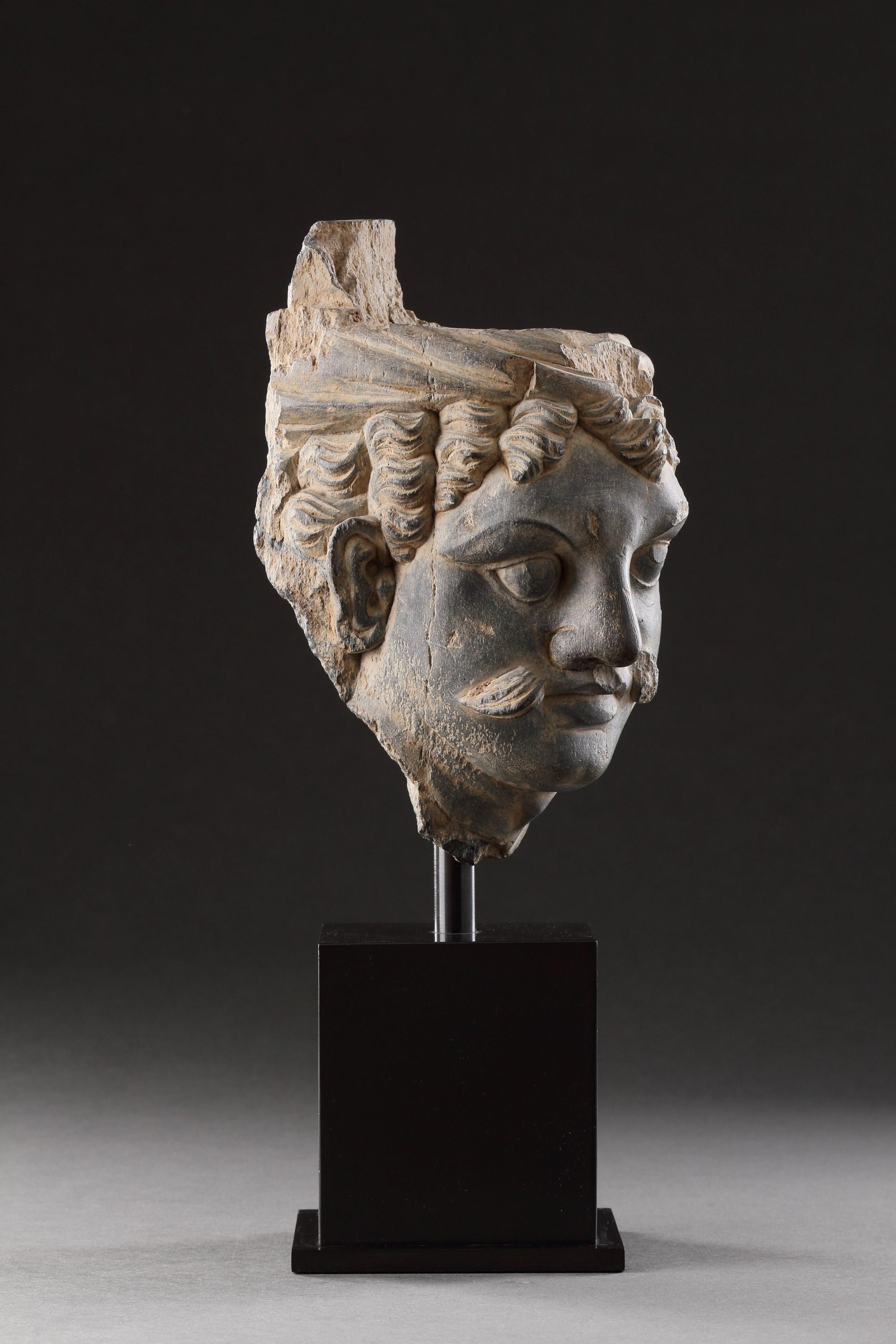 A Finely Carved Gandhara Head of ‘Atlas’ For Sale 3