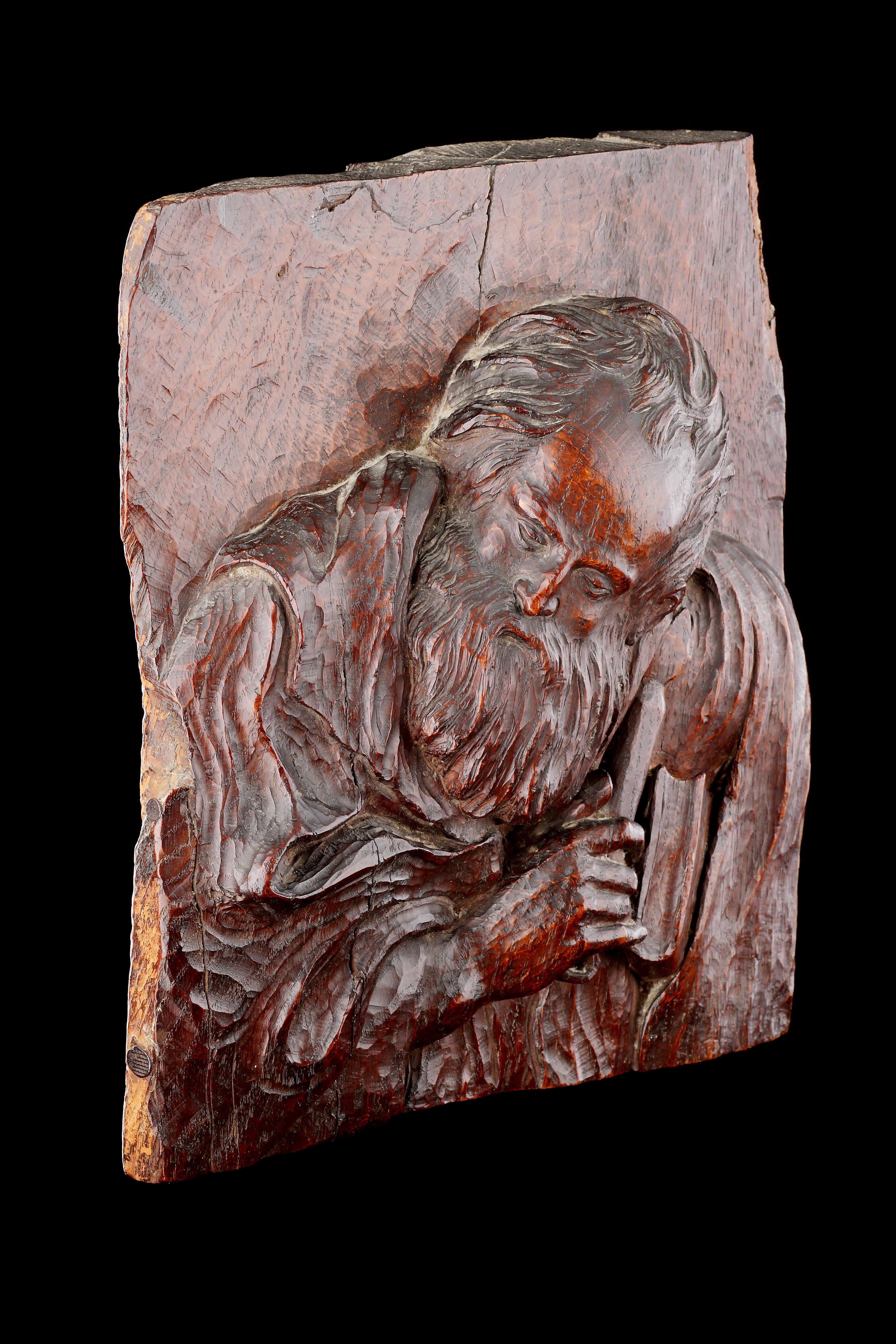 Hand-Carved A Finely Carved High Relief of St John  For Sale