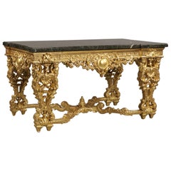 Table centrale en bois doré de style Louis XIV/Regence finement sculptée, datant d'environ 1880