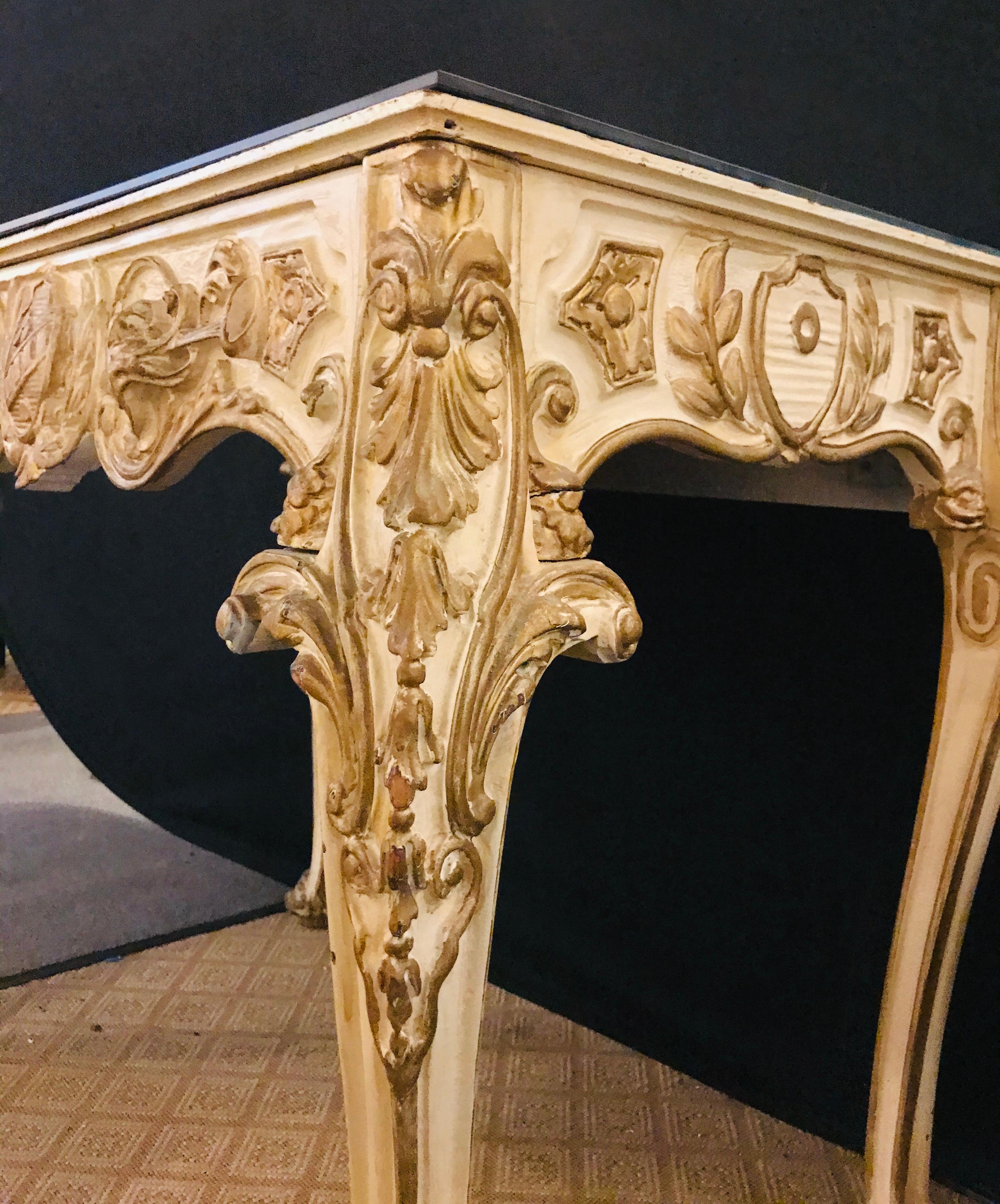 Finely Carved White and Parcel-Gilt Decorated Vanity / Desk by Jansen In Good Condition In Stamford, CT