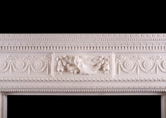 A Finely Carved White Marble Fireplace