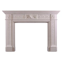 A Finely Carved White Marble Fireplace