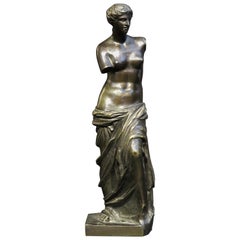 A Finely Cast Antique Grand Tour Style Desk-Top Bronze Figure of Venus De Milo