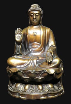 Fein gegossene Kupferlegierungsfigur von Buddha Amitabha, 20. Jh. oder früher
