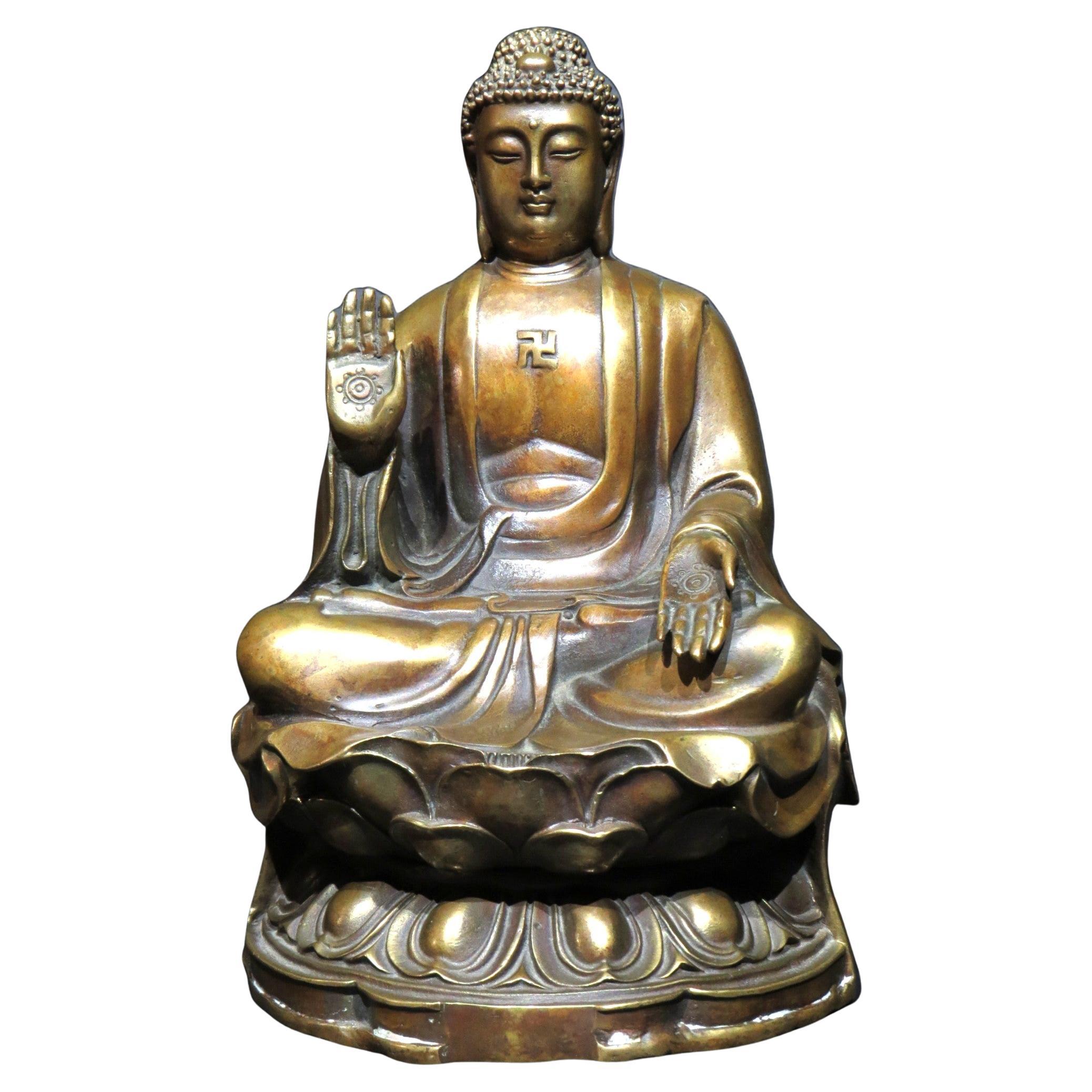 A Finely Cast Copper Alloy Figure of Buddha Amitabha, 20th C. or Earlier