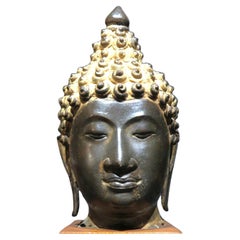 A Finely Cast Copper Alloy Head of Buddha Shakyamuni, 19th C. or Earlier