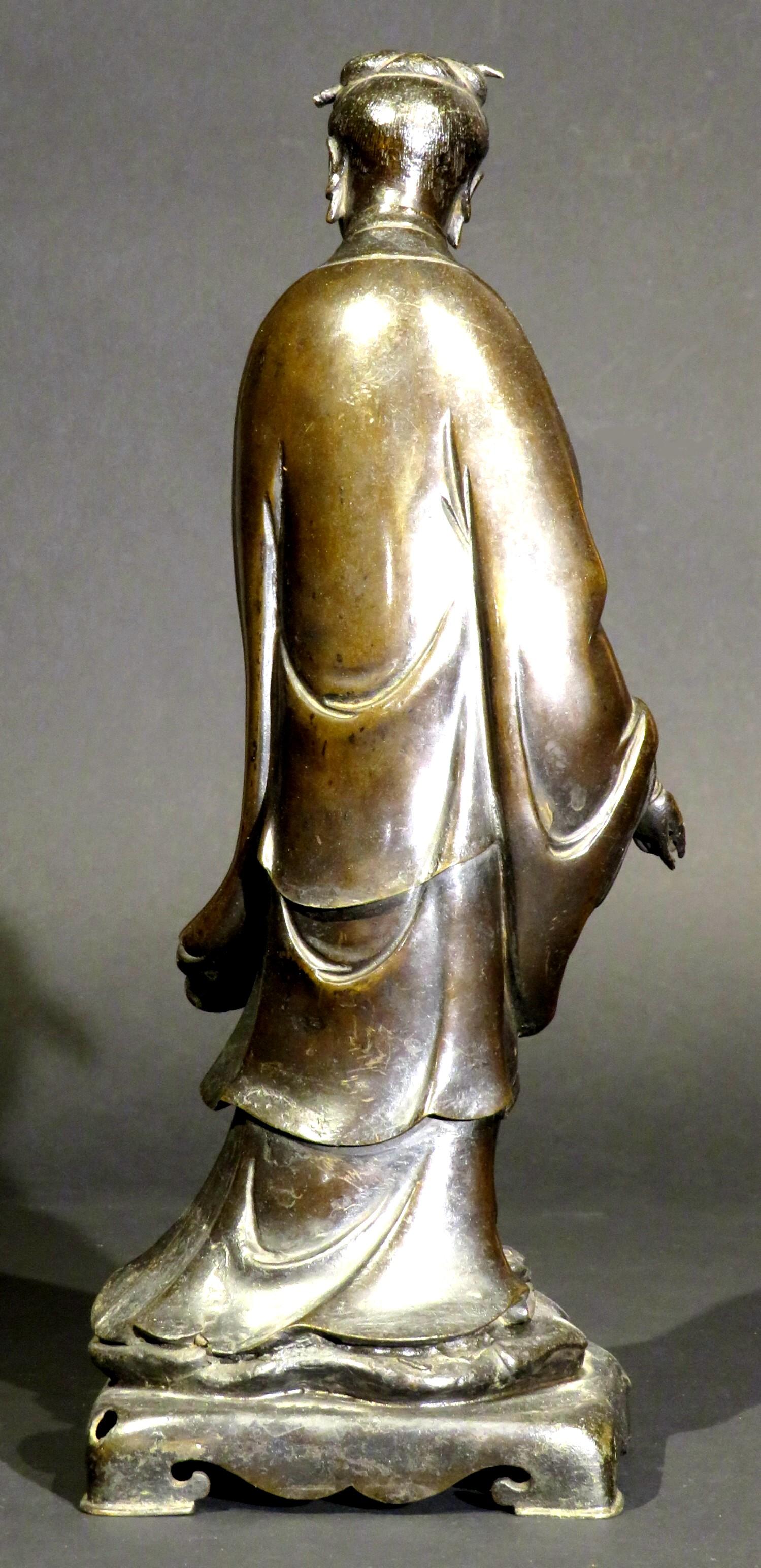 Chinese A Finely Cast & Patinated Standing Bronze Figure of Guanyin, 18th / 19th Century For Sale