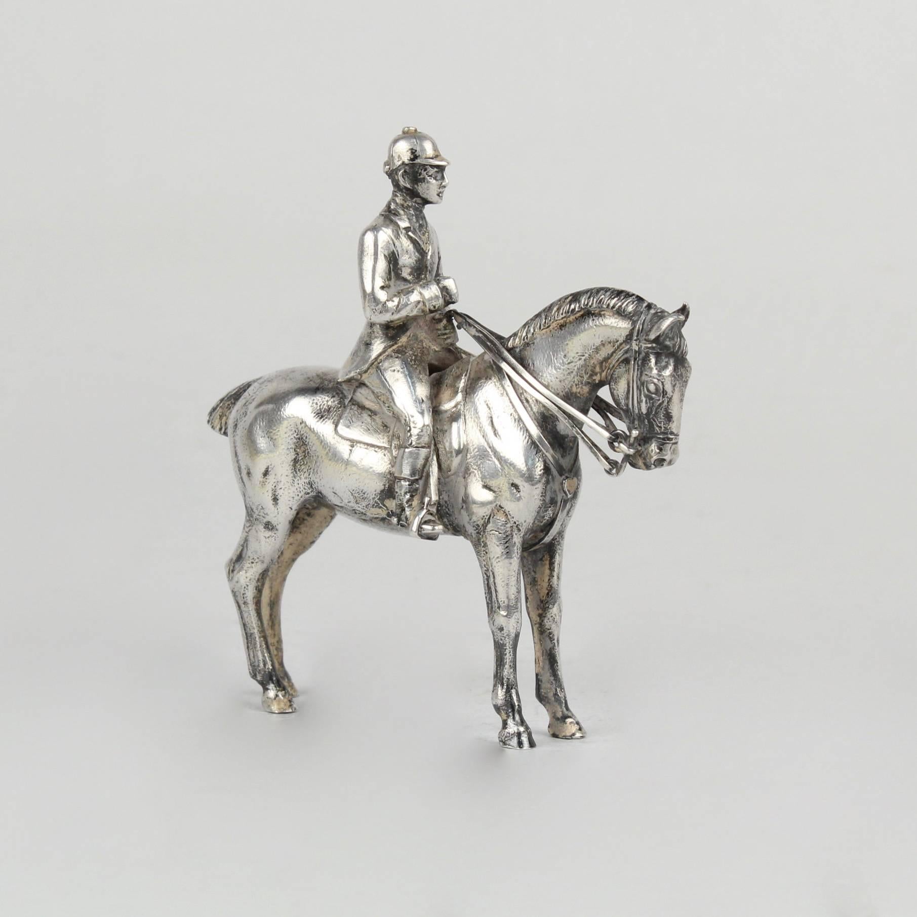 Women's or Men's Finely Cast Silver Equestrian Dressage Sculpture