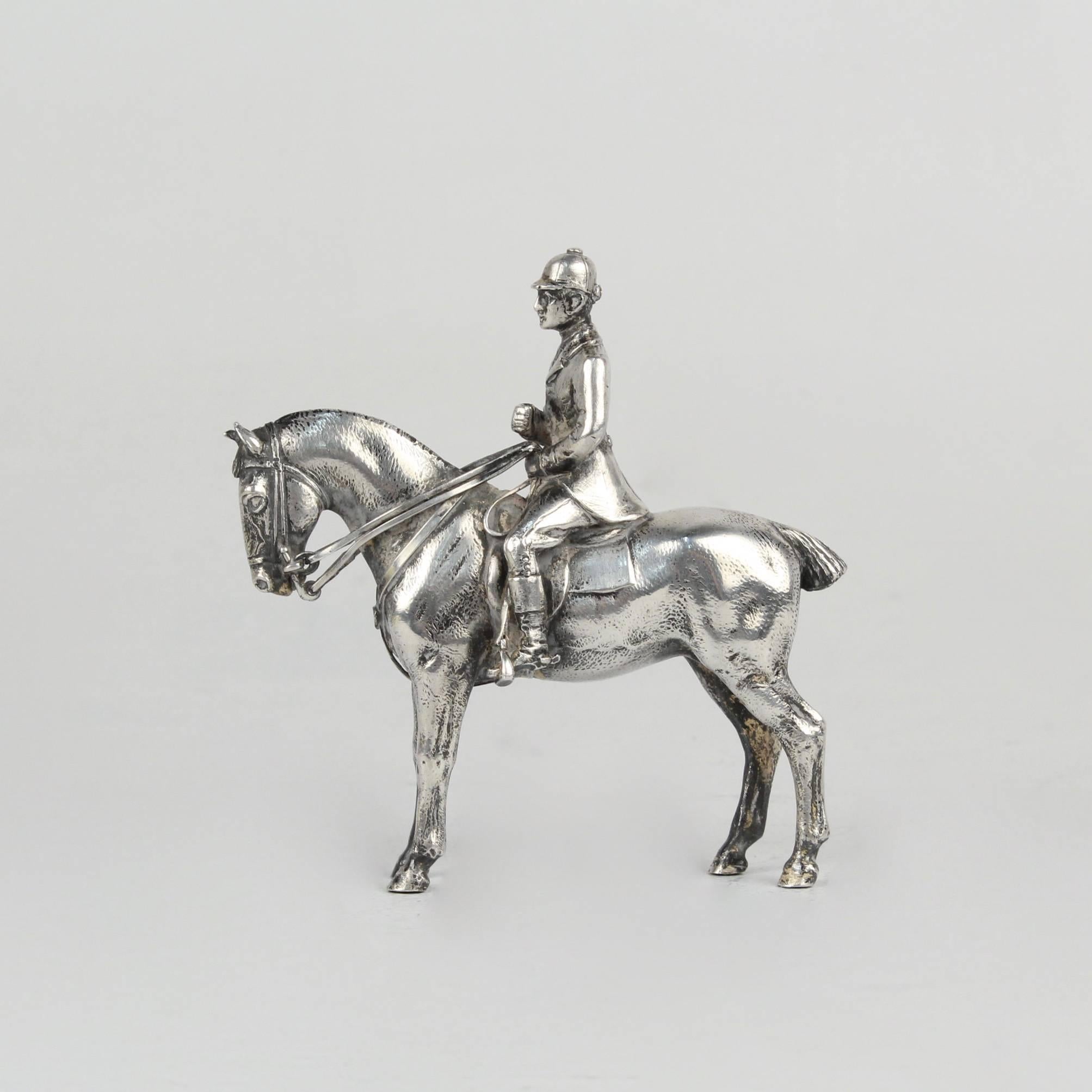 Finely Cast Silver Equestrian Dressage Sculpture 1