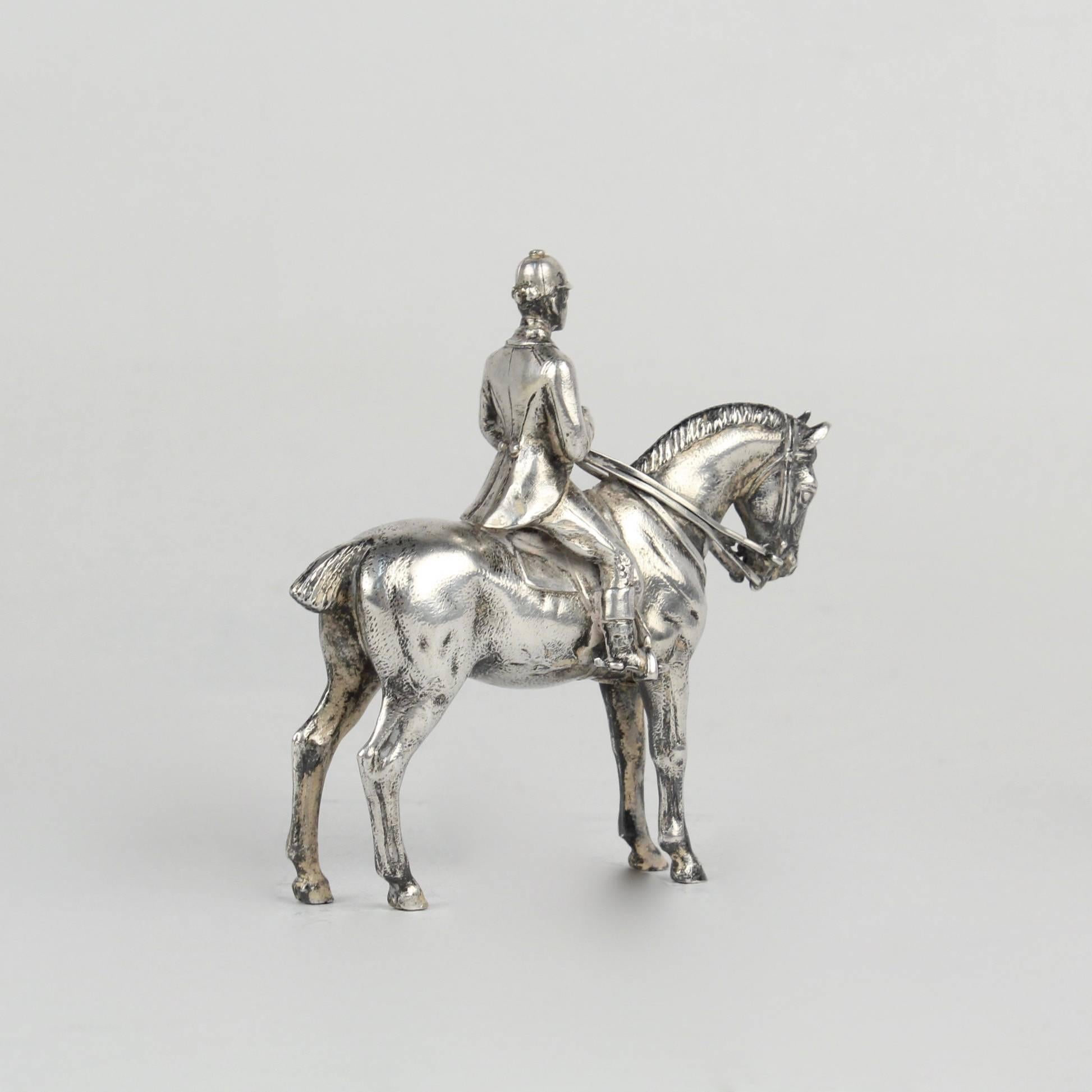 Finely Cast Silver Equestrian Dressage Sculpture 3