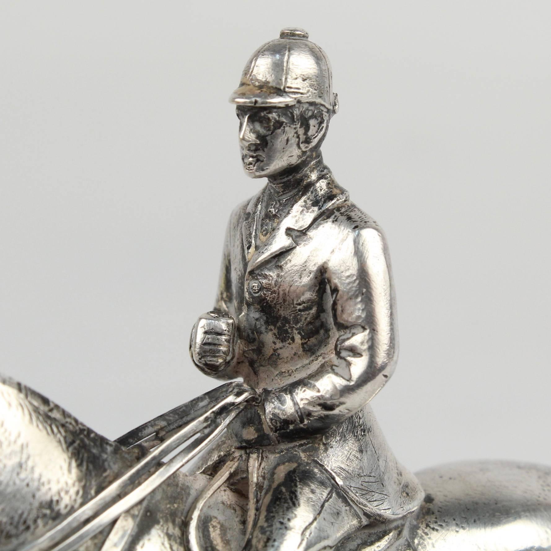Finely Cast Silver Equestrian Dressage Sculpture 4