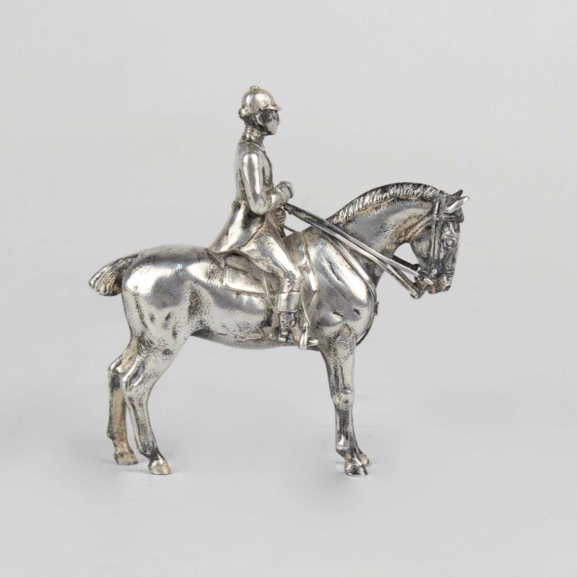 Finely Cast Silver Equestrian Dressage Sculpture 5