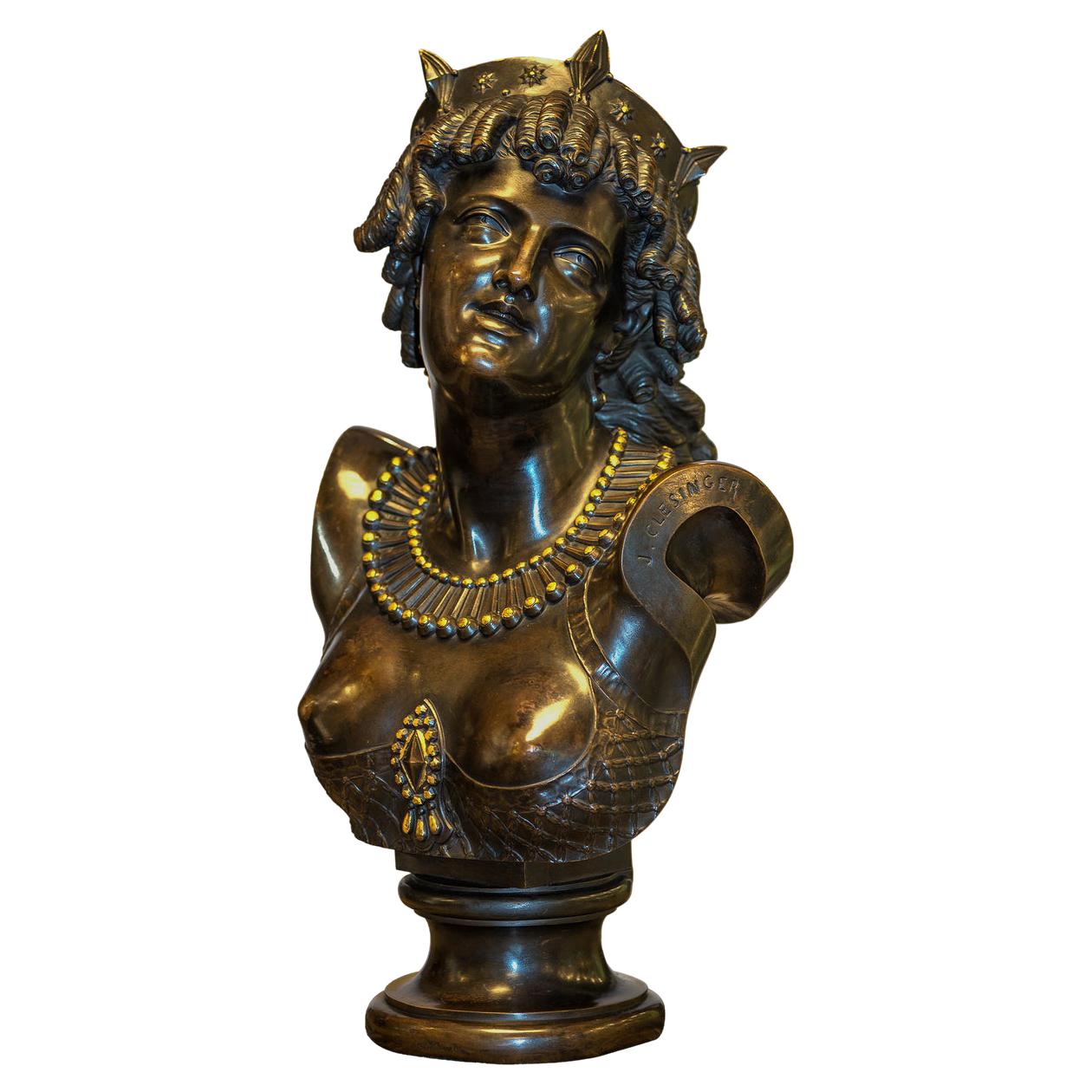 Finely Casted Patinated Bronze Bust Figure Entitled "Ariadne" For Sale