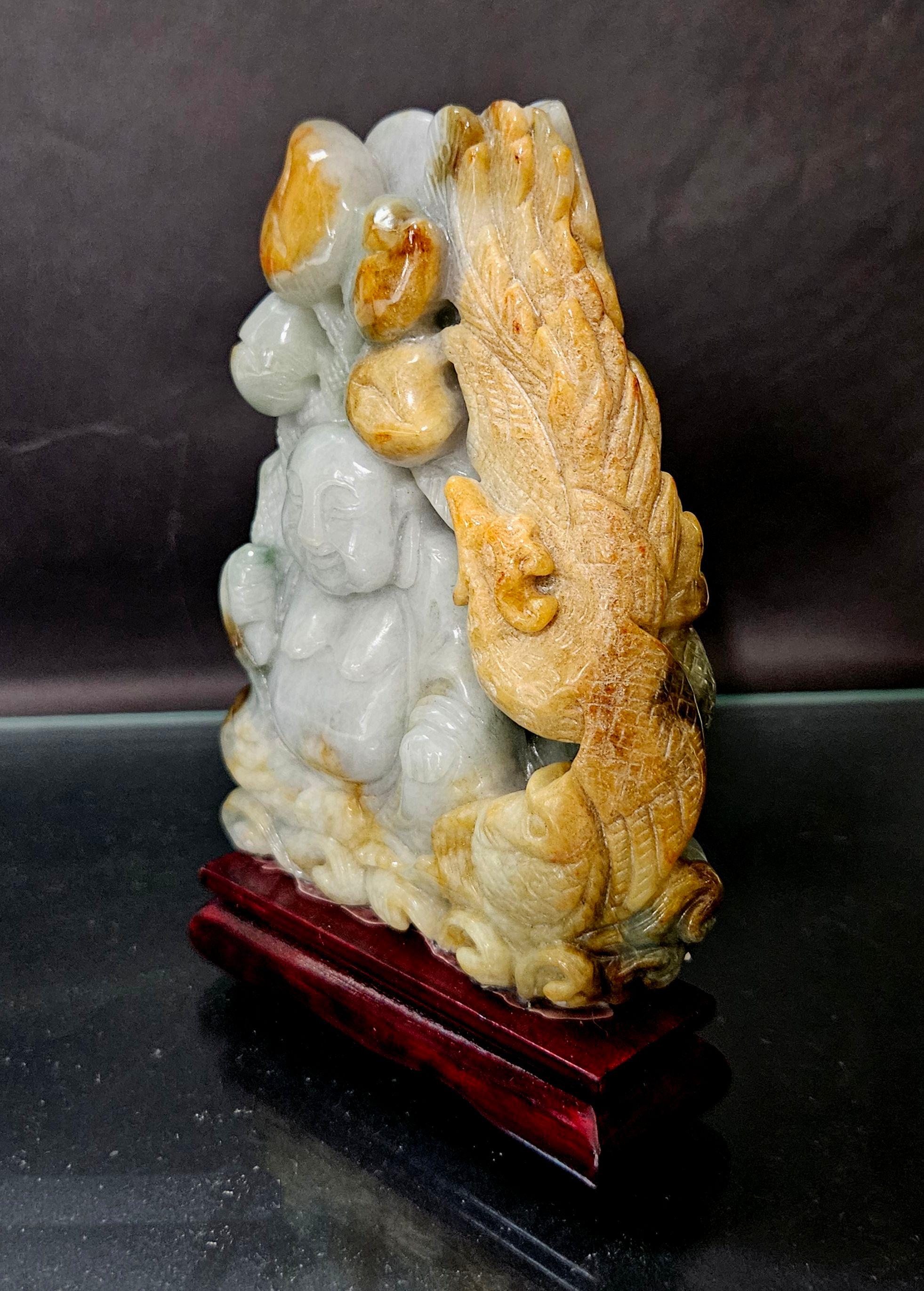 A Finely Chinese Hand Carved Jadeite-The Seated Buddha For Sale 8