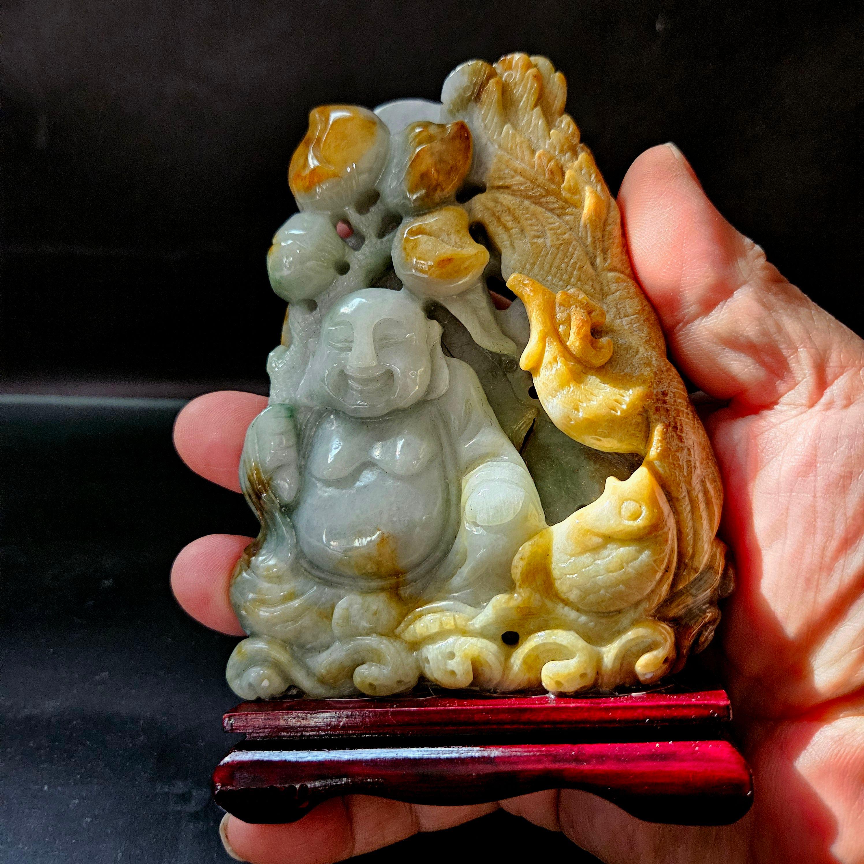 A Finely Chinese Hand Carved Jadeite-The Seated Buddha For Sale 9
