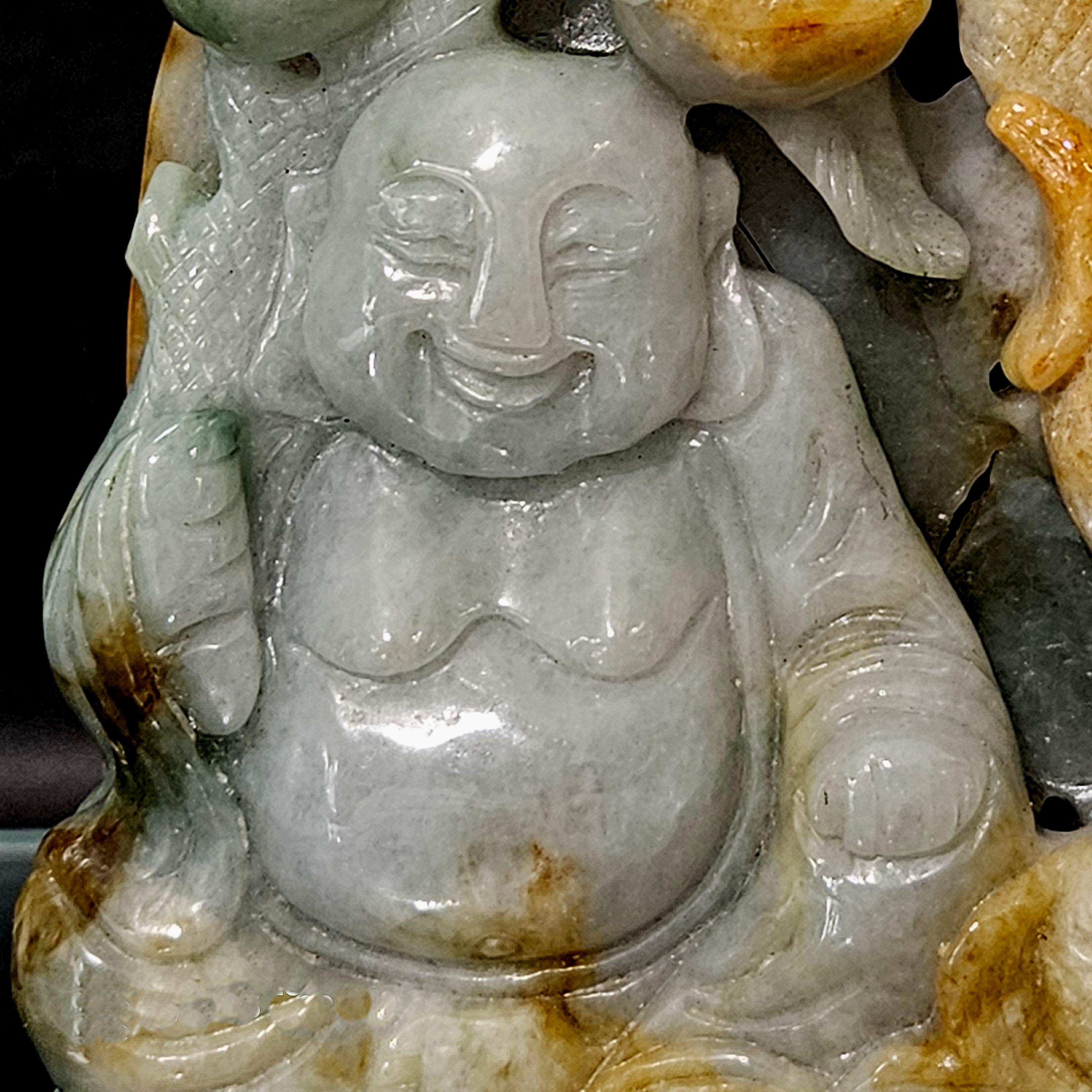 Hand-Carved A Finely Chinese Hand Carved Jadeite-The Seated Buddha For Sale