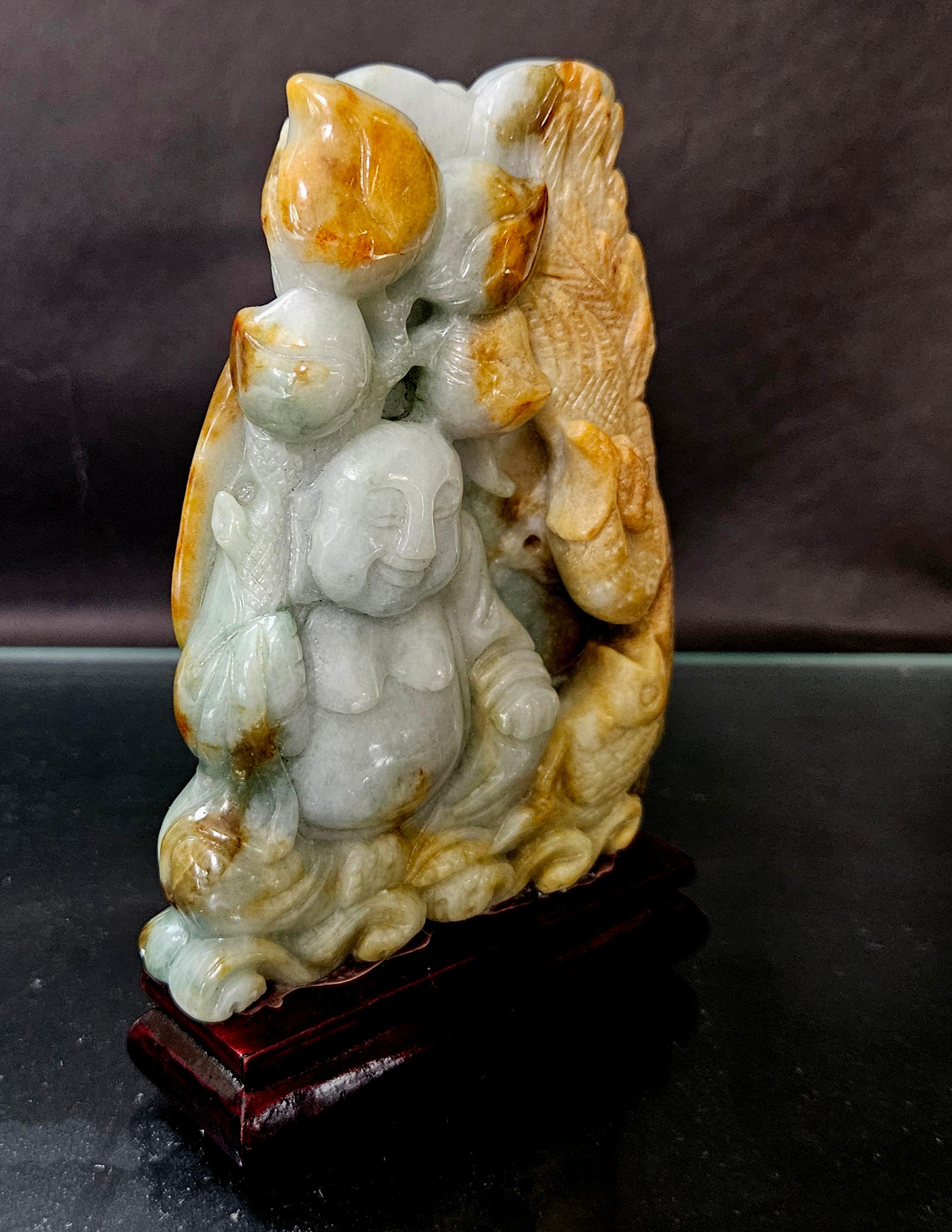 20th Century A Finely Chinese Hand Carved Jadeite-The Seated Buddha For Sale