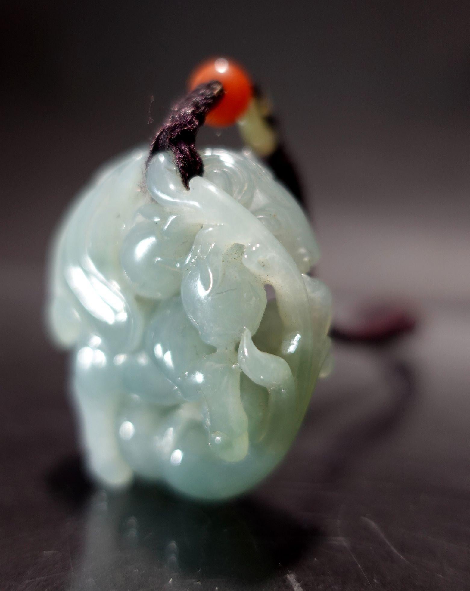 A Finely Chinese Hand Carved Myanmar Jadeite In Excellent Condition For Sale In Norton, MA